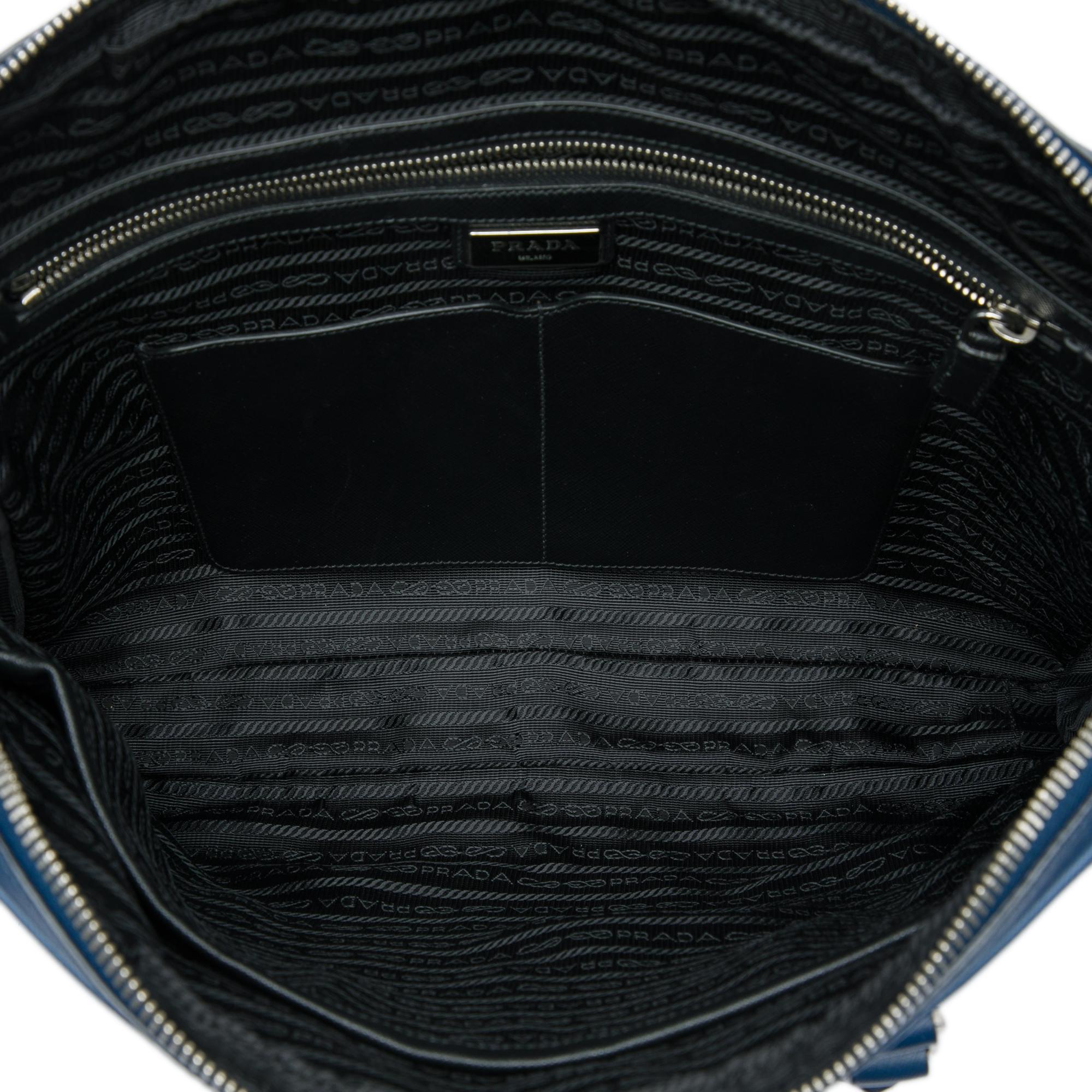 Prada Saffiano Striped Business Bag
