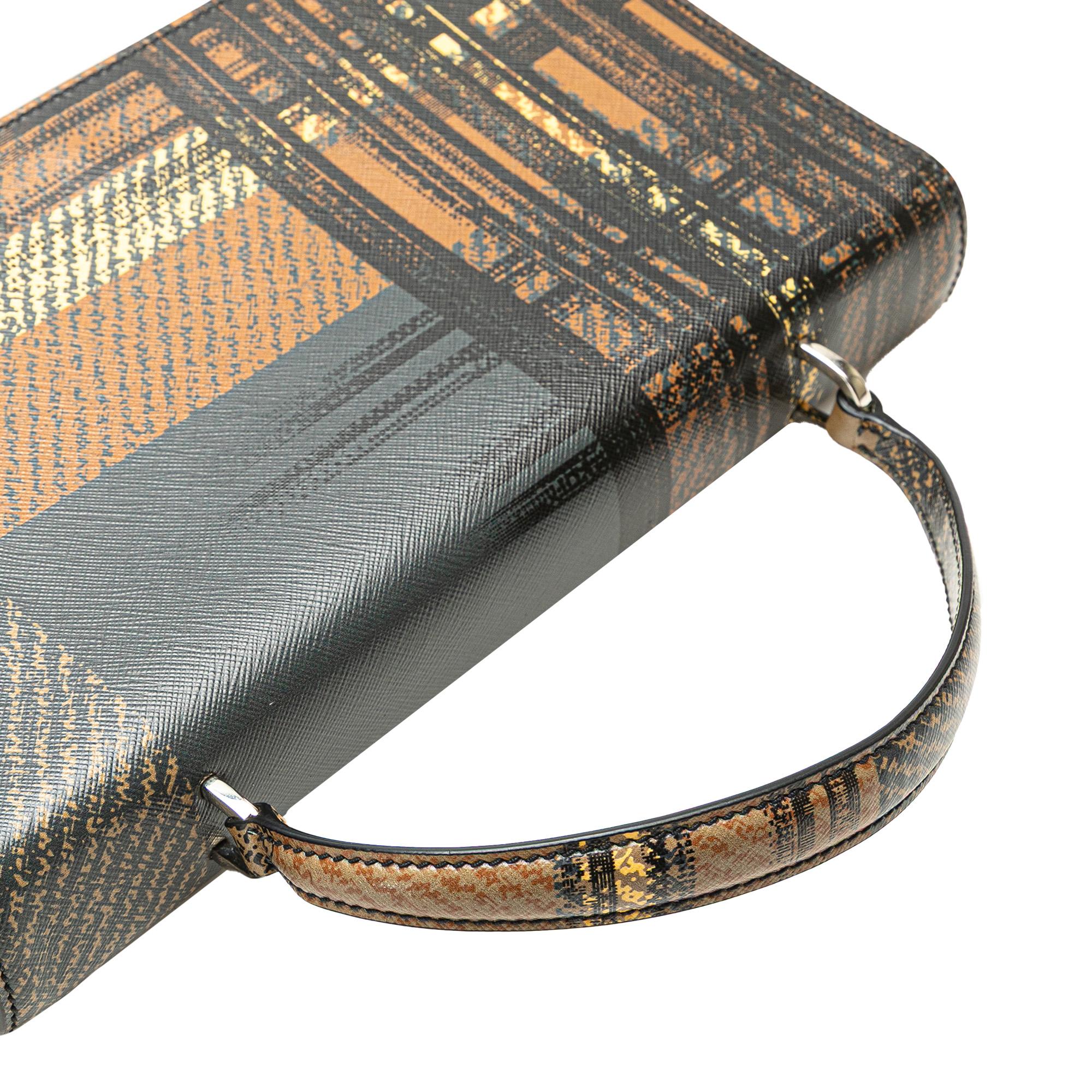 Prada Saffiano Tartan Print Top Handle Bag