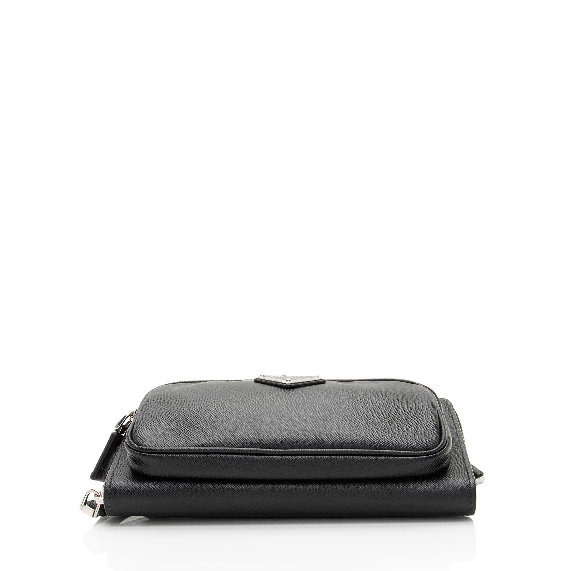 Prada Saffiano Travel Double Zip Sling Bag