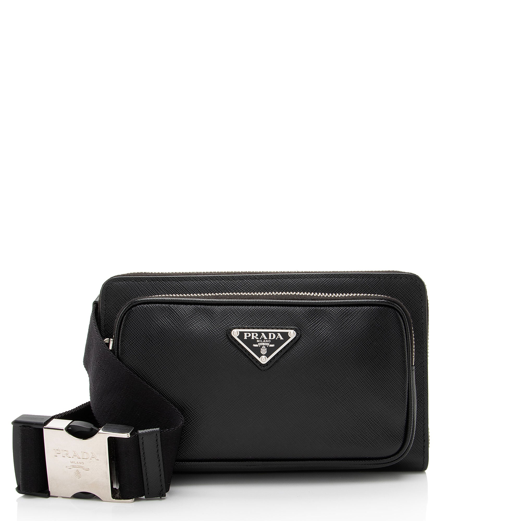 Prada Saffiano Travel Double Zip Sling Bag