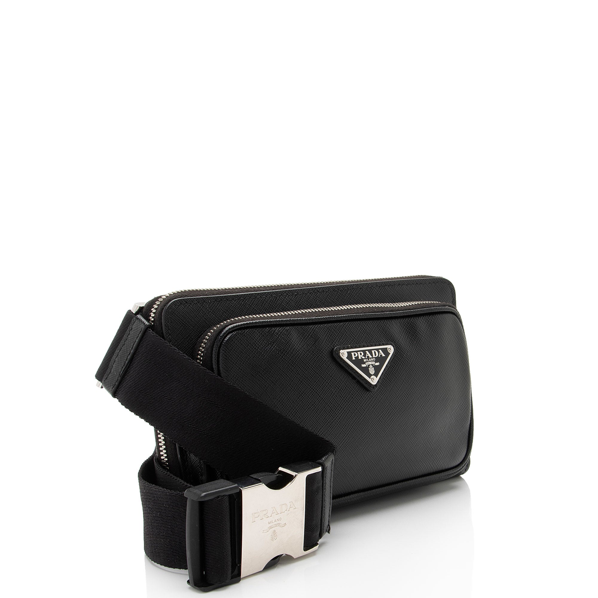 Prada Saffiano Travel Double Zip Sling Bag