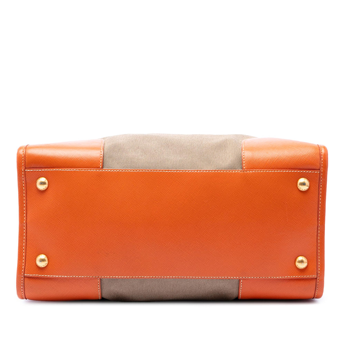 Prada Saffiano Trimmed Canvas Canapa Logo Satchel