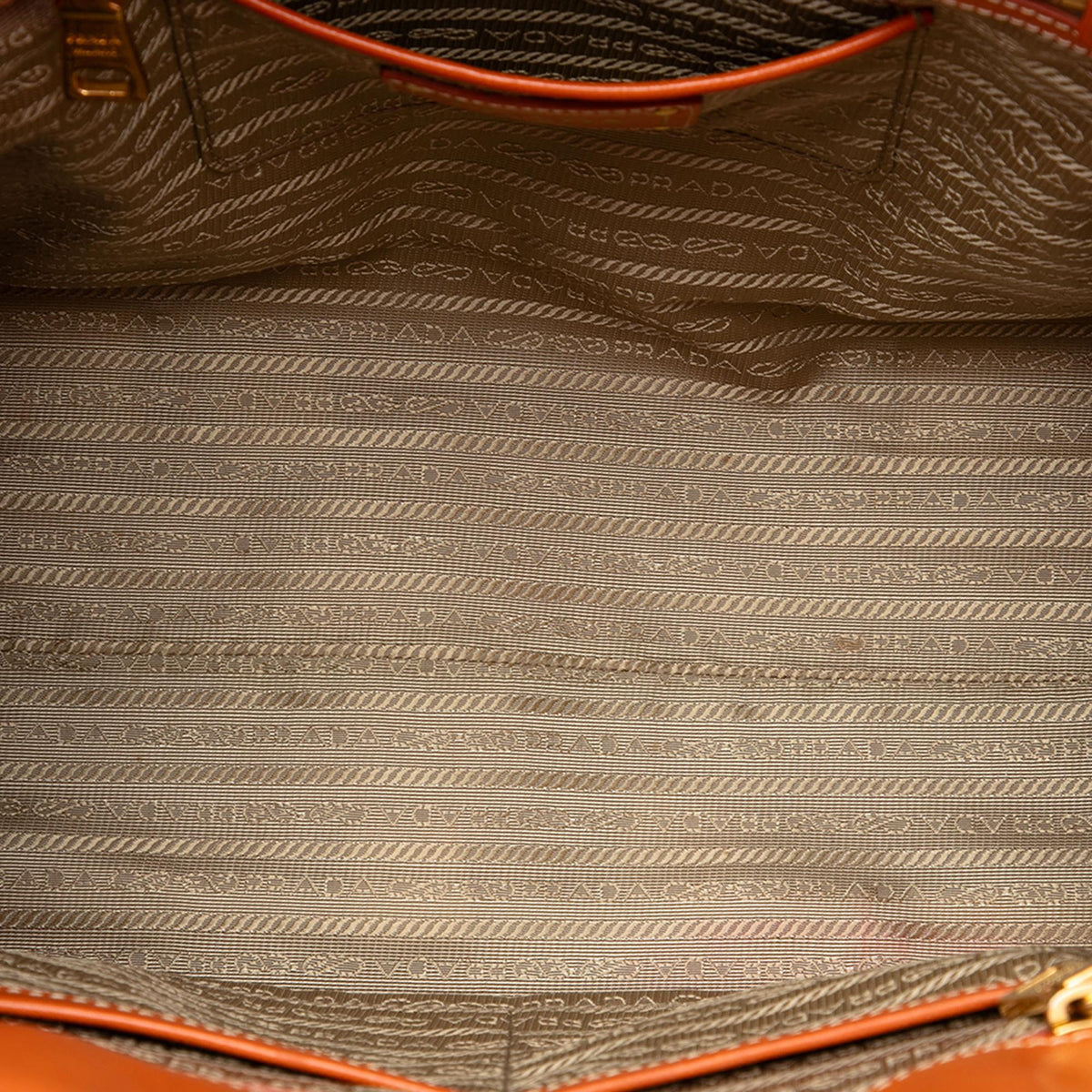 Prada Saffiano Trimmed Canvas Canapa Logo Satchel