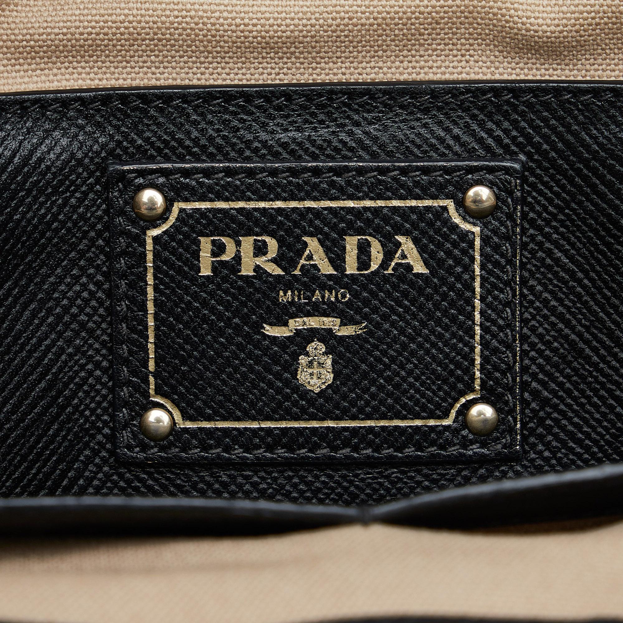 Prada Saffiano Trimmed Canvas Handbag (SHG-lbKo5s)