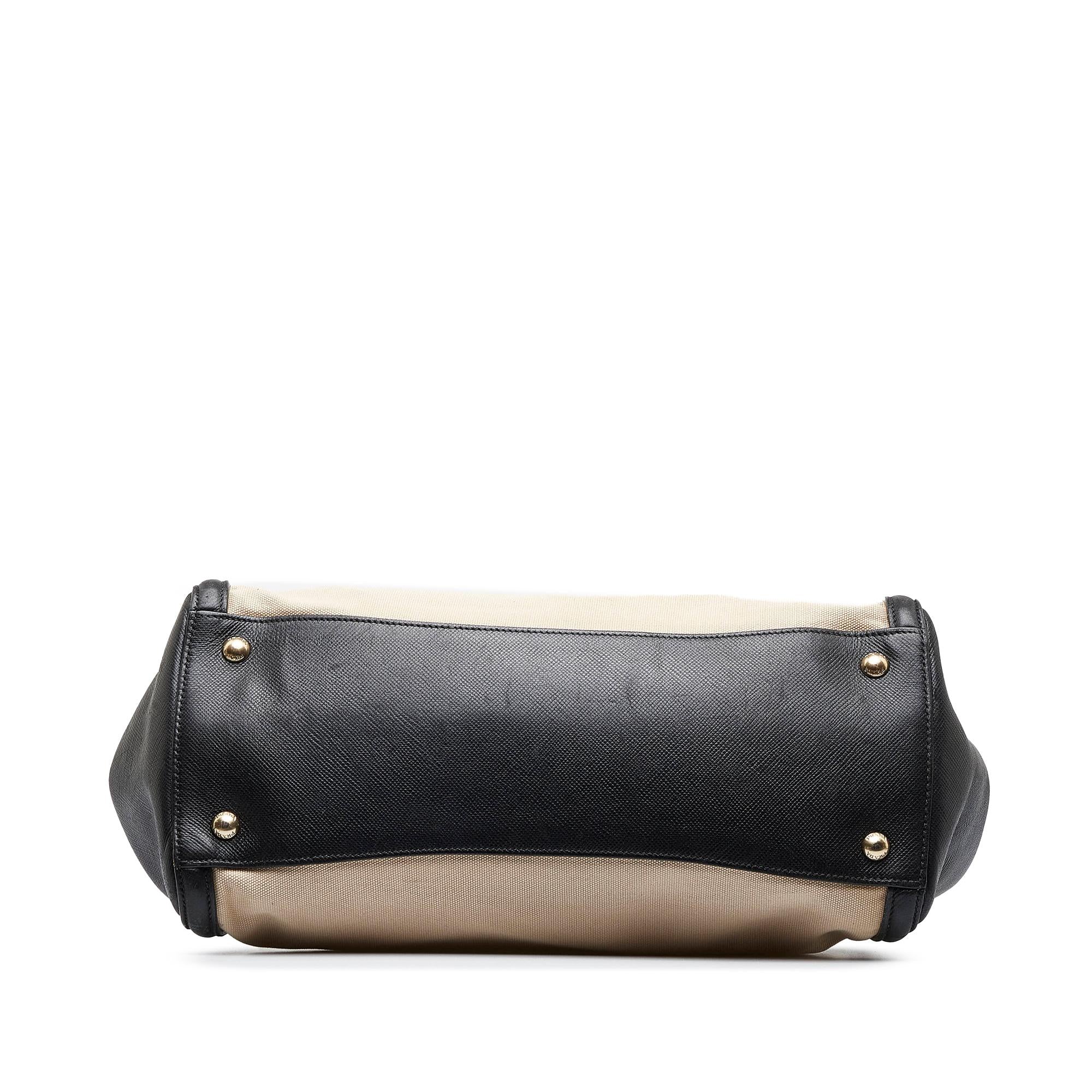 Prada Saffiano Trimmed Canvas Handbag (SHG-iRWMer)