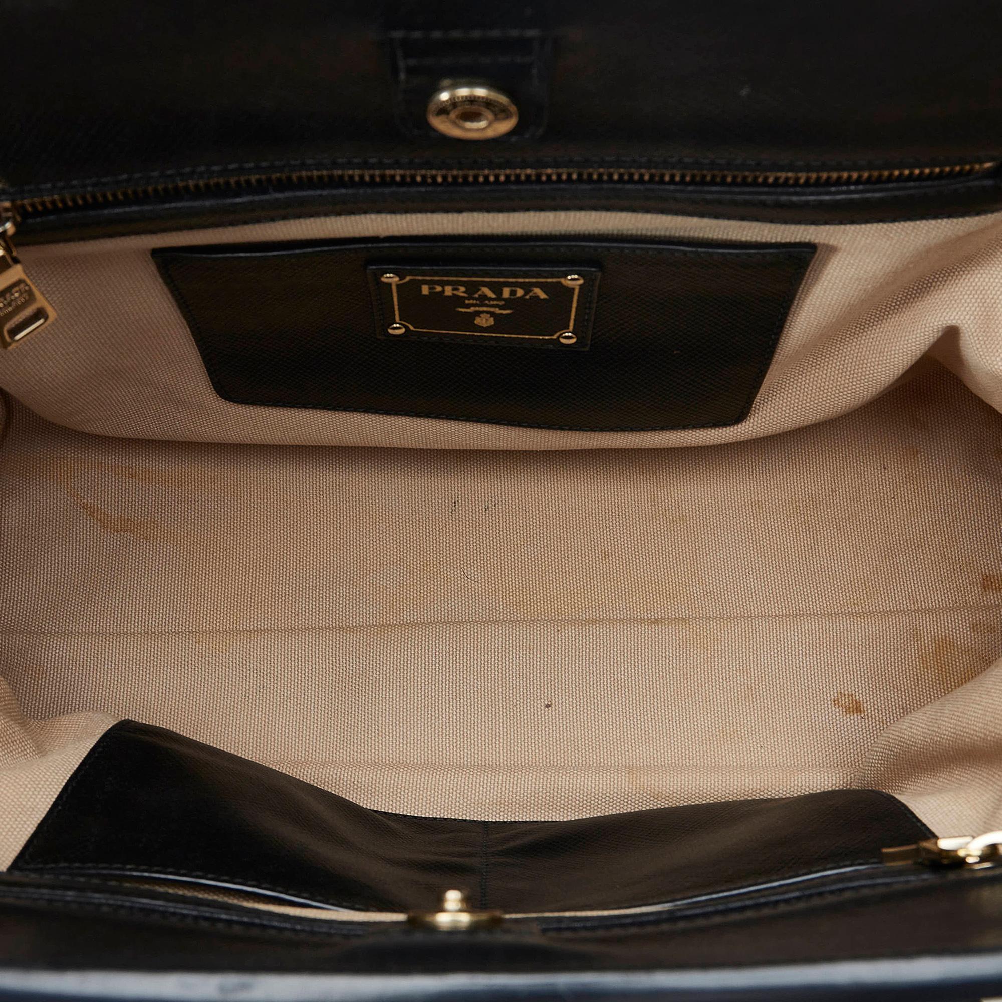 Prada Saffiano Trimmed Canvas Handbag (SHG-iRWMer)