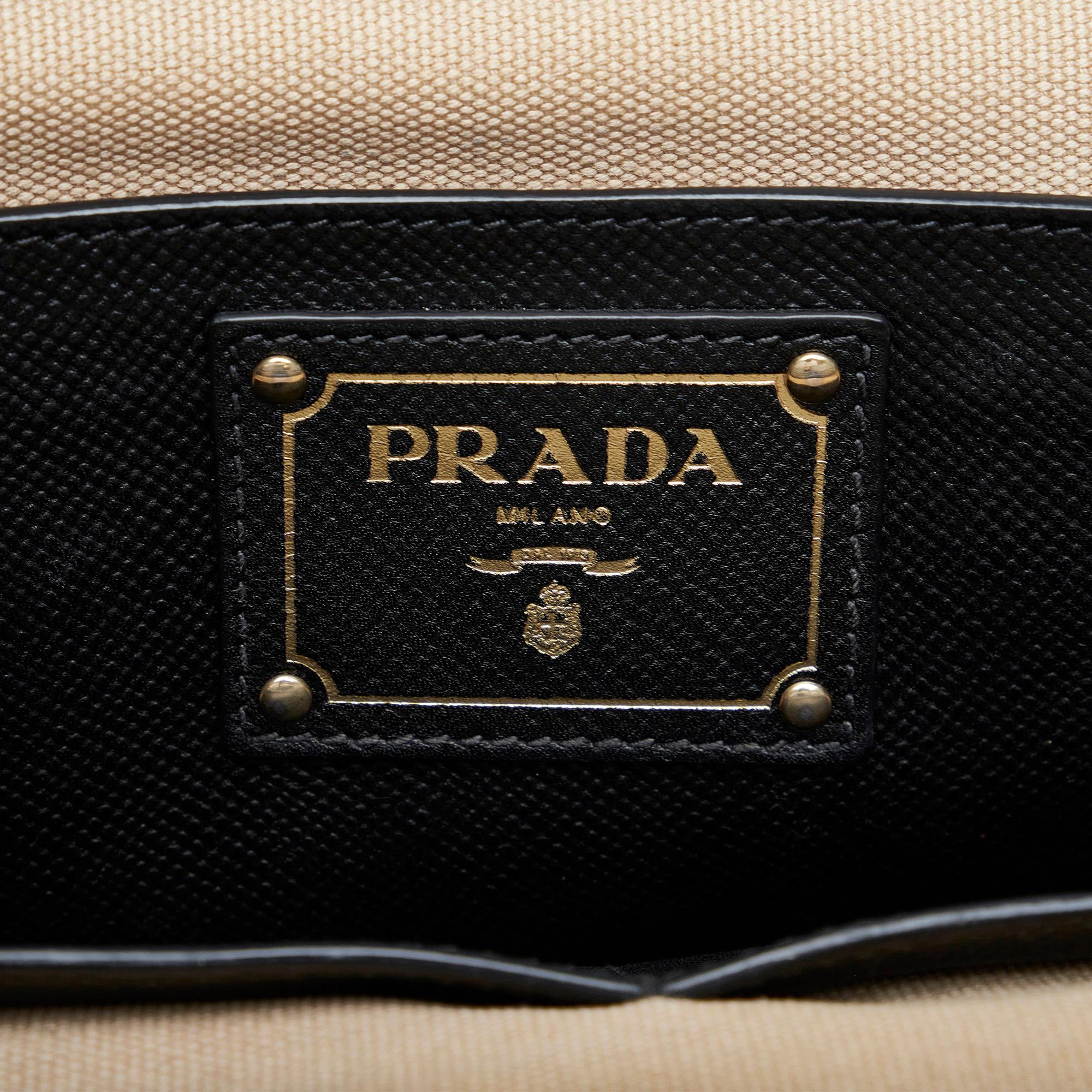 Prada Saffiano Trimmed Canvas Handbag (SHG-iRWMer)