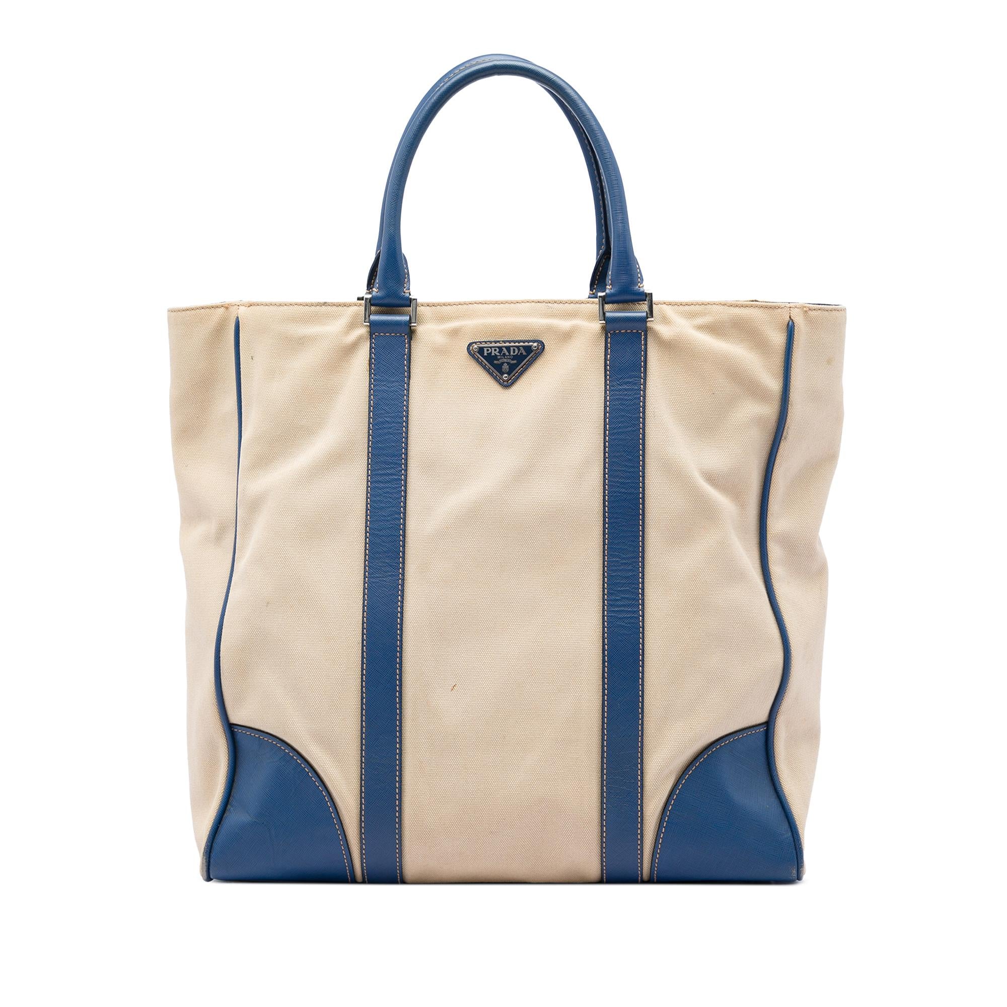 Prada Saffiano Trimmed Canvas Tote