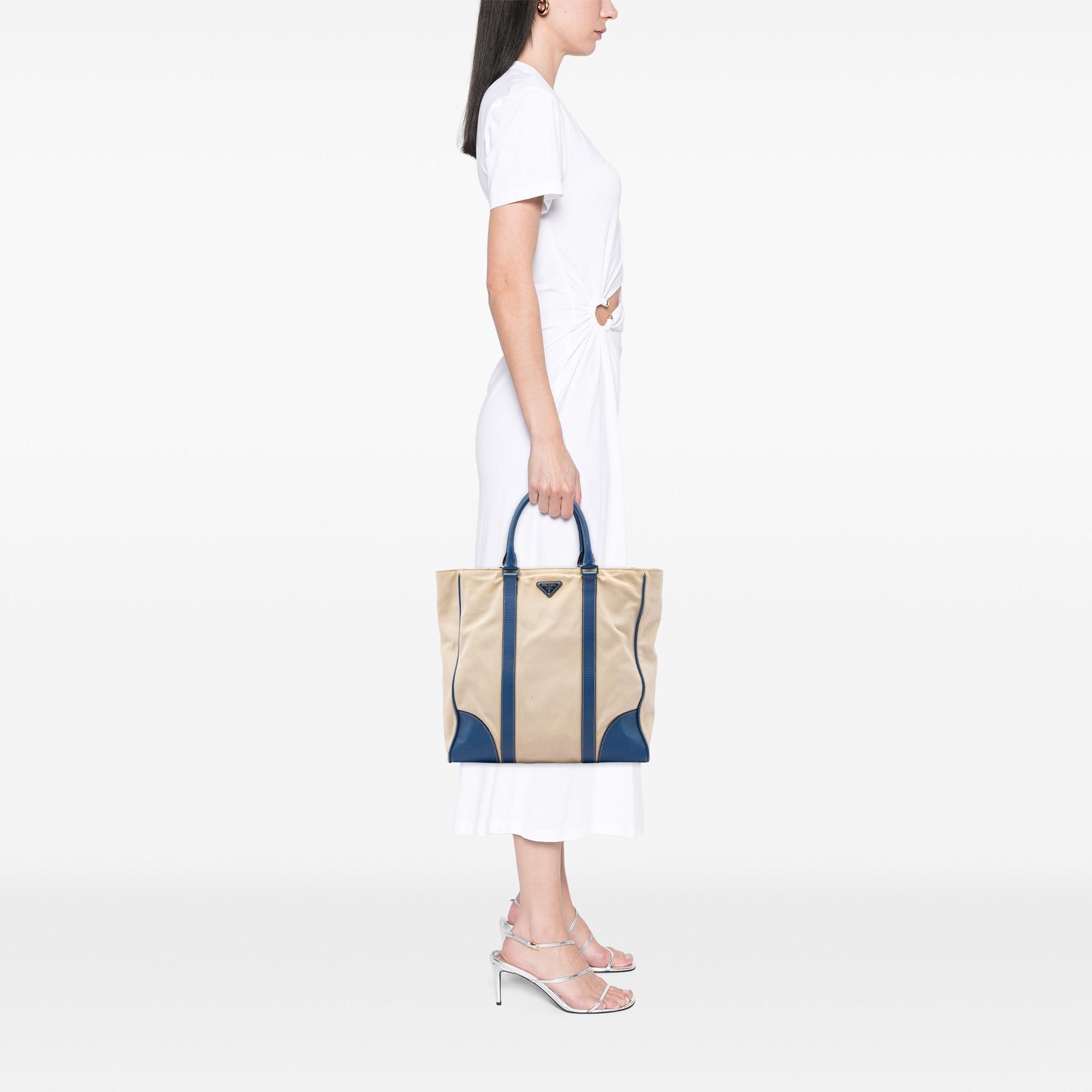 Prada Saffiano Trimmed Canvas Tote