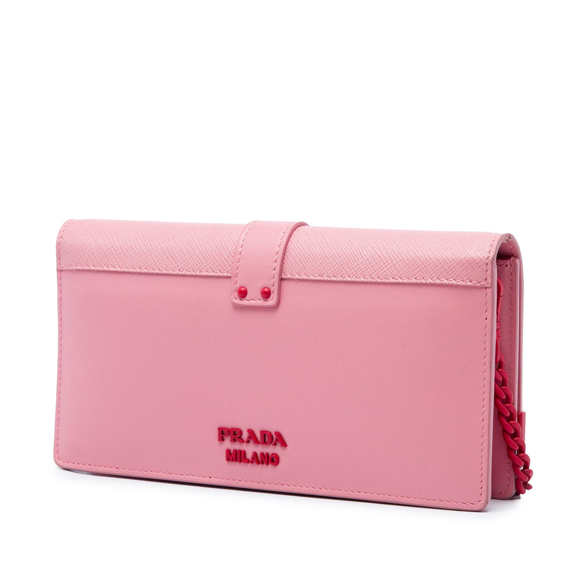 Prada Saffiano Trimmed City Calf Cahier Heart and Flower Wallet on Chain