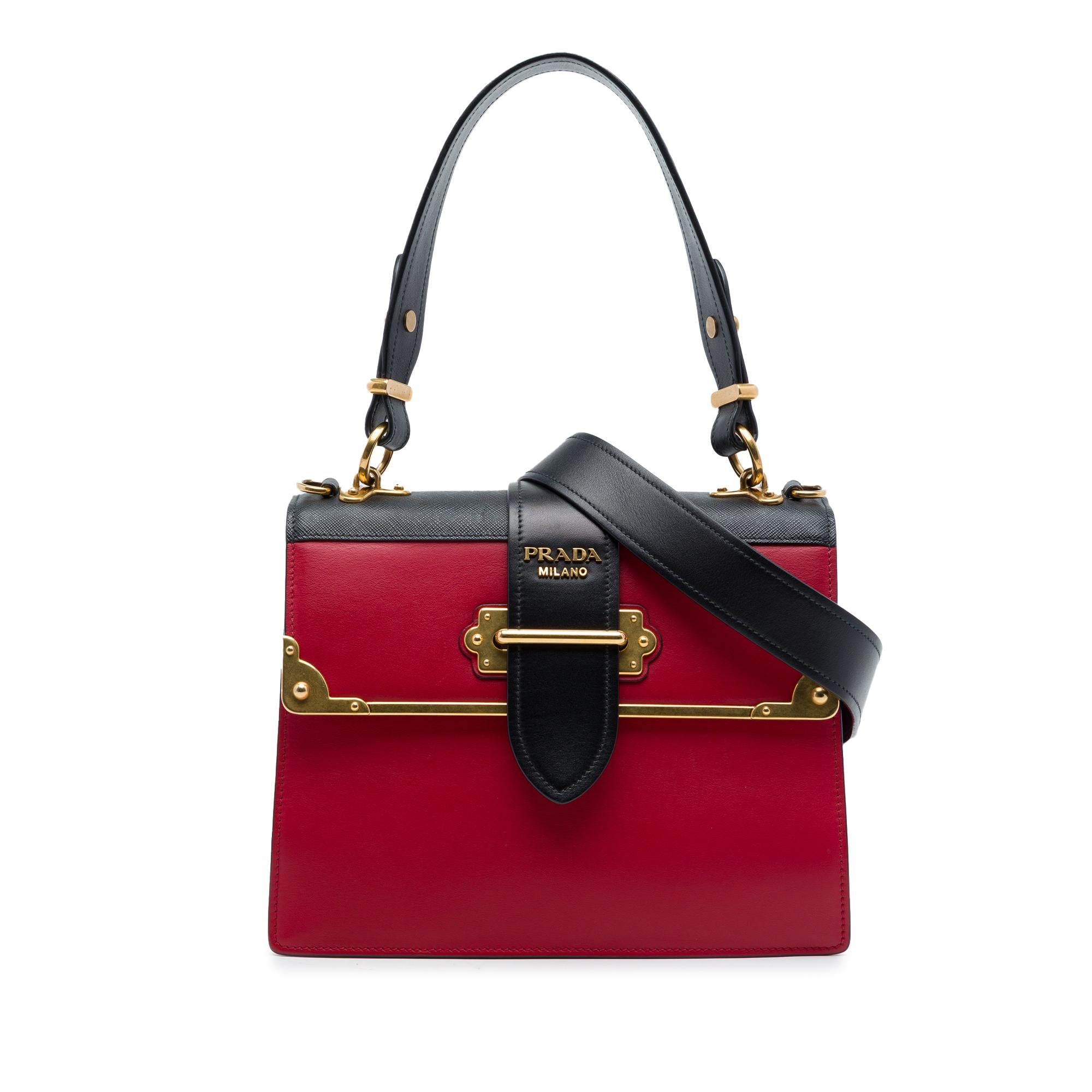 Prada Saffiano Trimmed City Calf Cahier Satchel