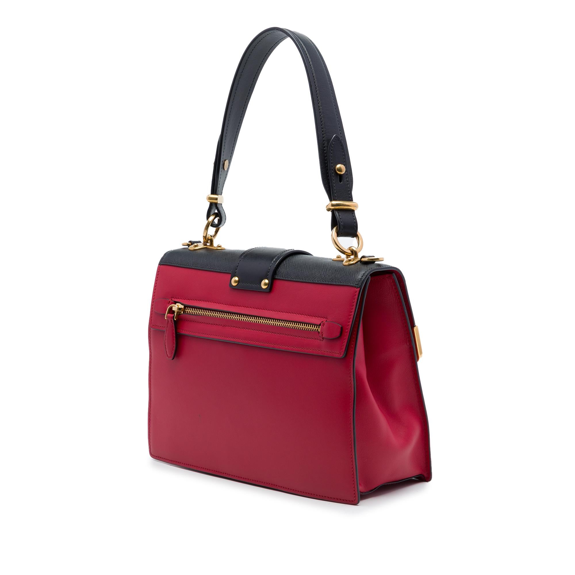 Prada Saffiano Trimmed City Calf Cahier Satchel