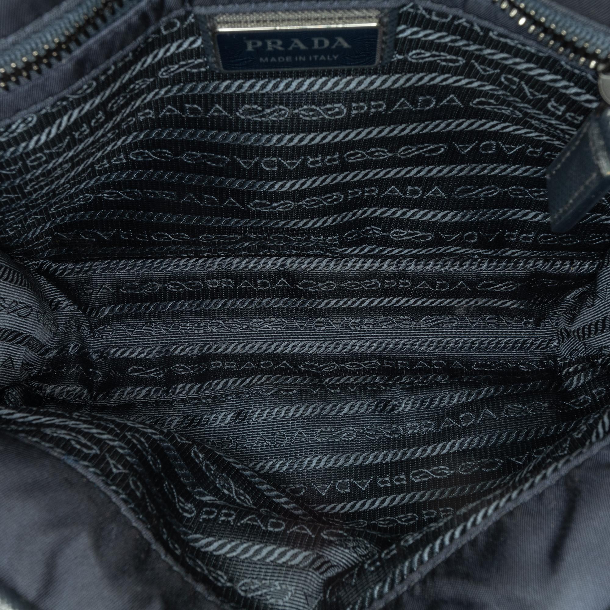 Prada Saffiano Trimmed Double Buckle Messenger Bag