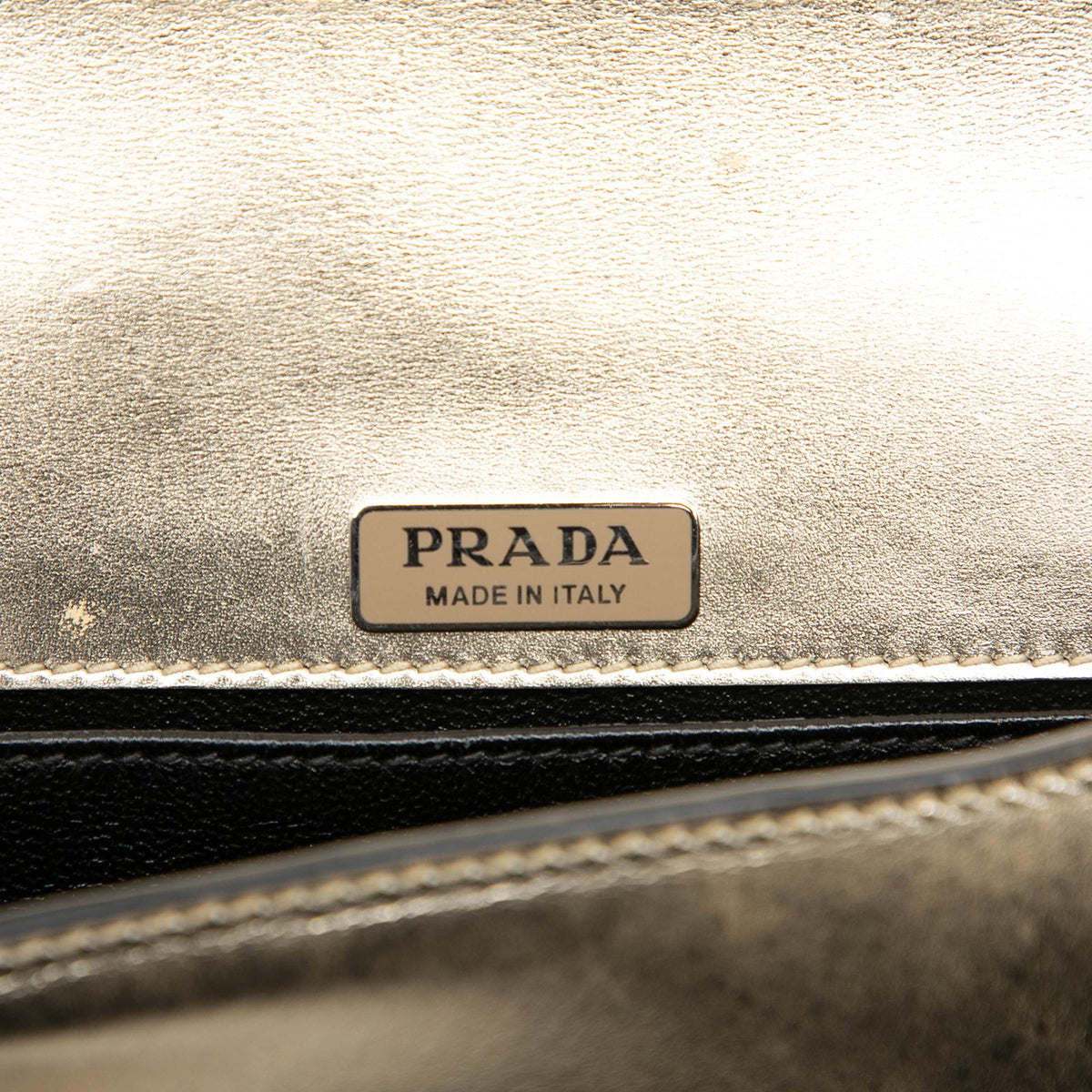 Prada Saffiano Trimmed Metallic Vitello Cahier Bag