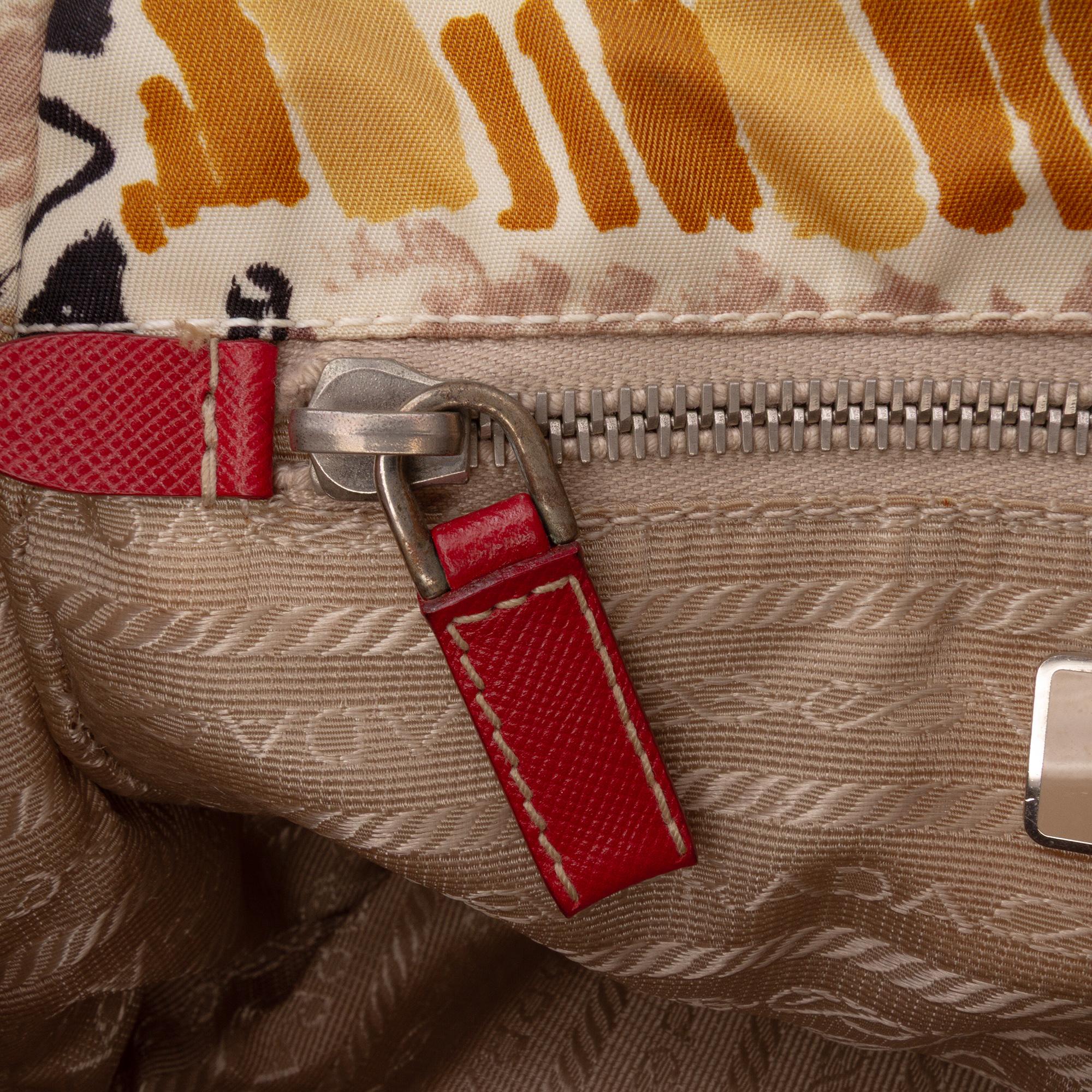 Prada Saffiano Trimmed Printed Canvas Venice Shoulder Bag