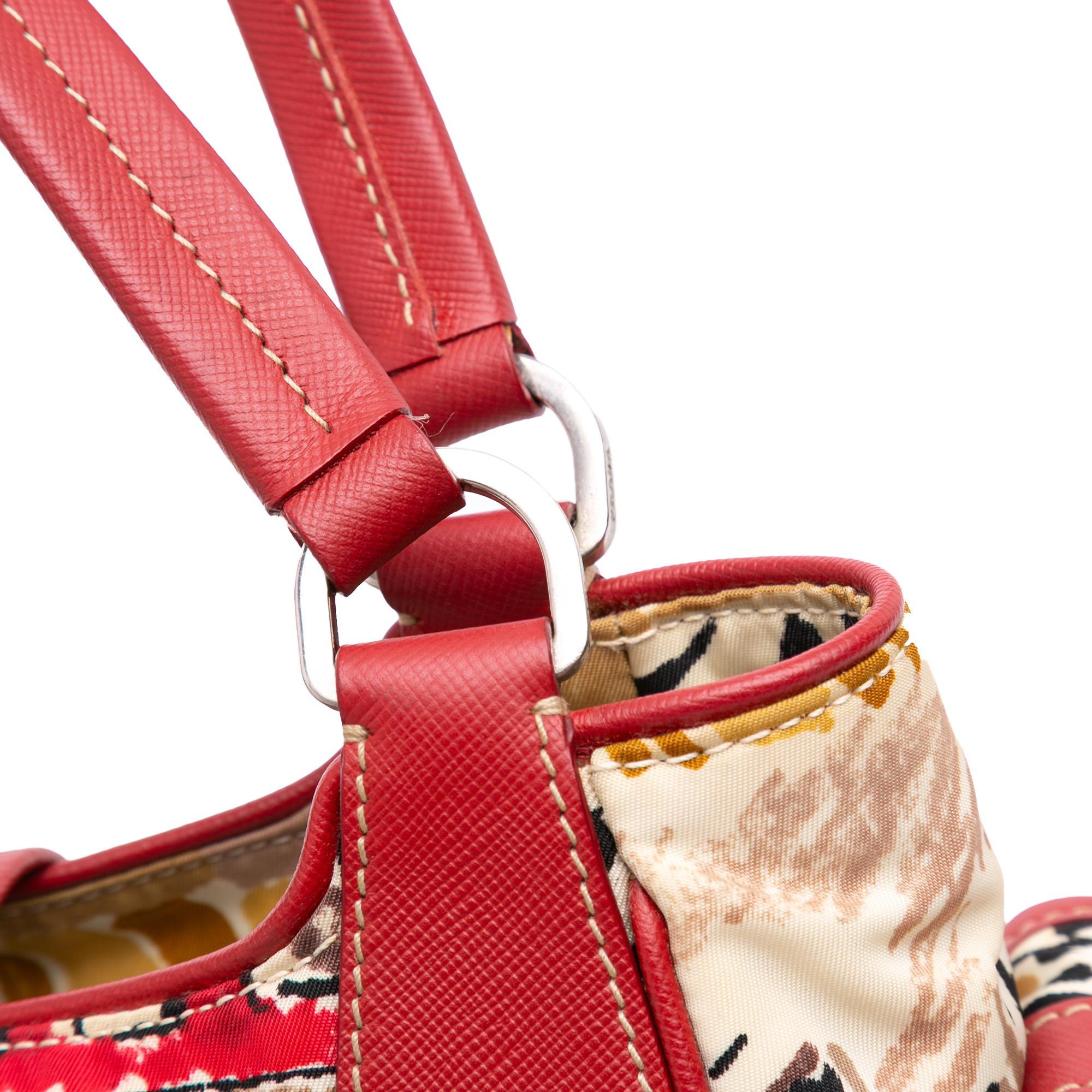 Prada Saffiano Trimmed Printed Canvas Venice Shoulder Bag