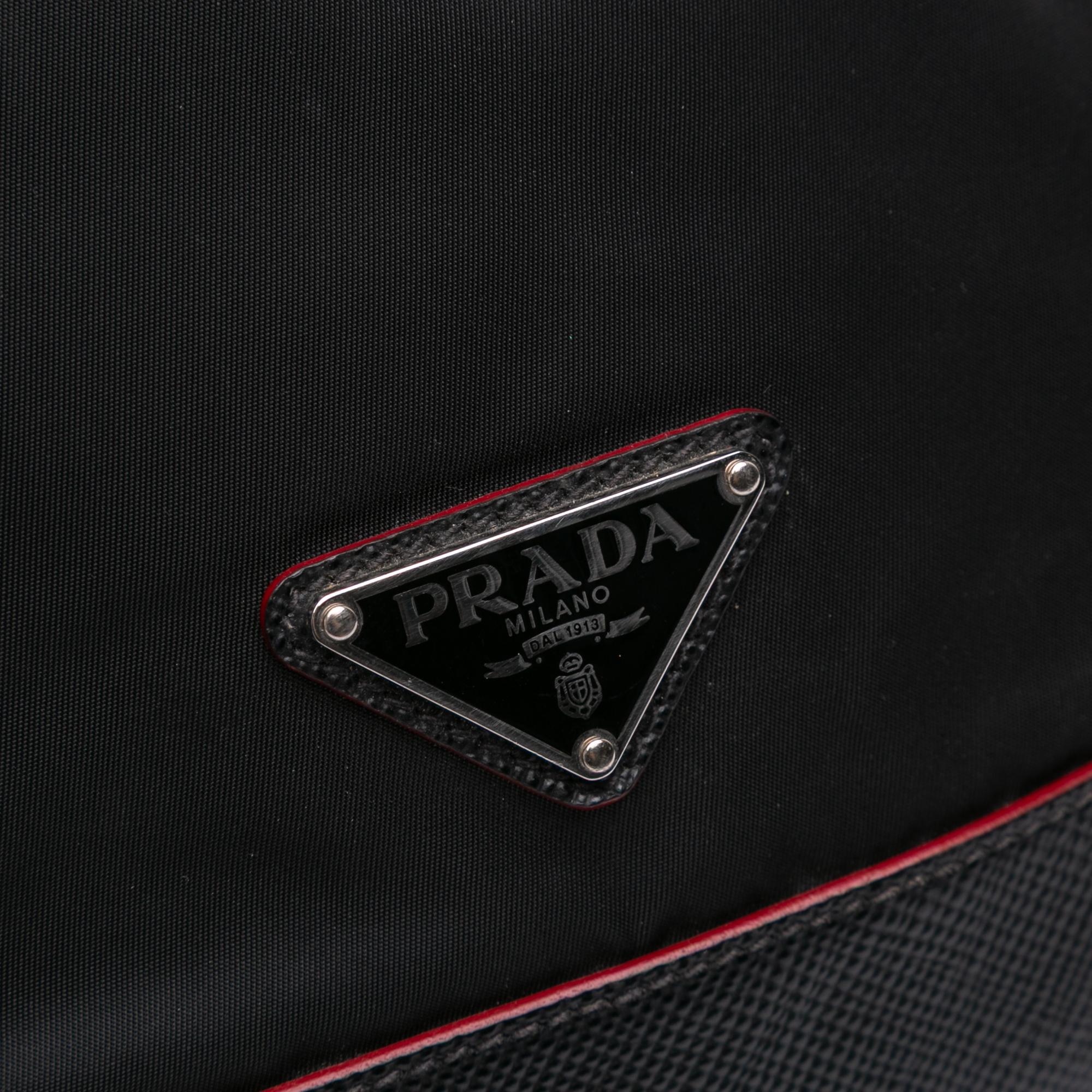 Prada Saffiano Trimmed Tessuto Bucket Bag