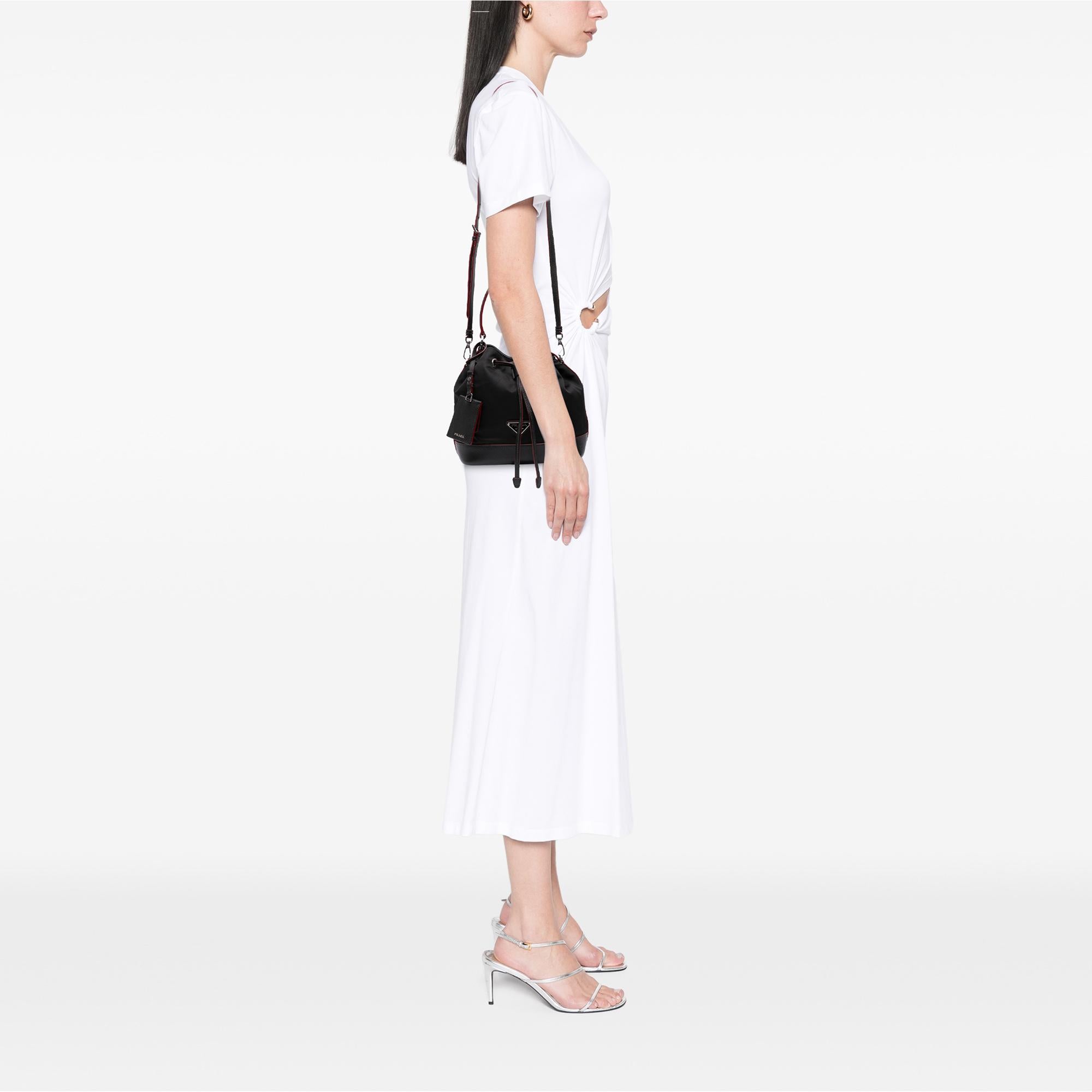 Prada Saffiano Trimmed Tessuto Bucket Bag