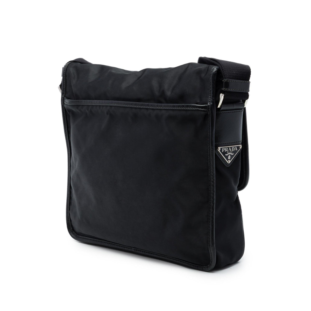 Prada Saffiano Trimmed Tessuto Buckle Messenger Bag