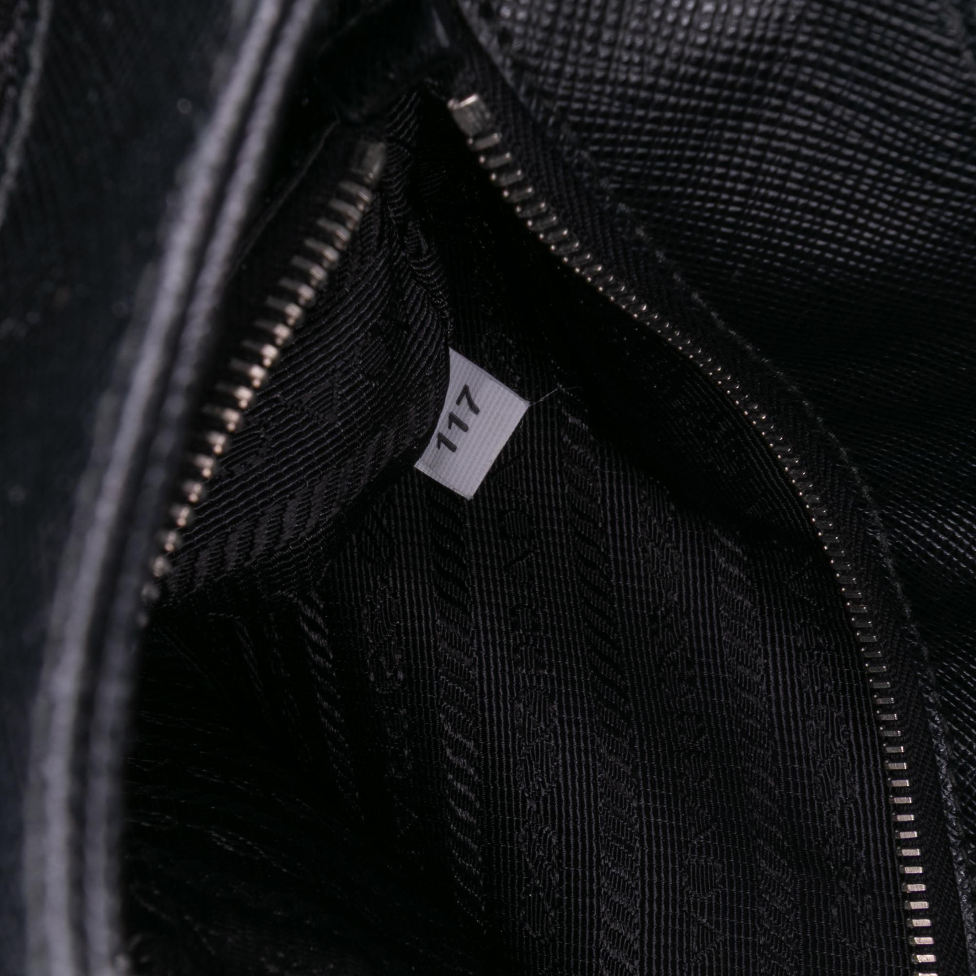 Prada Saffiano Trimmed Tessuto Chain Crossbody