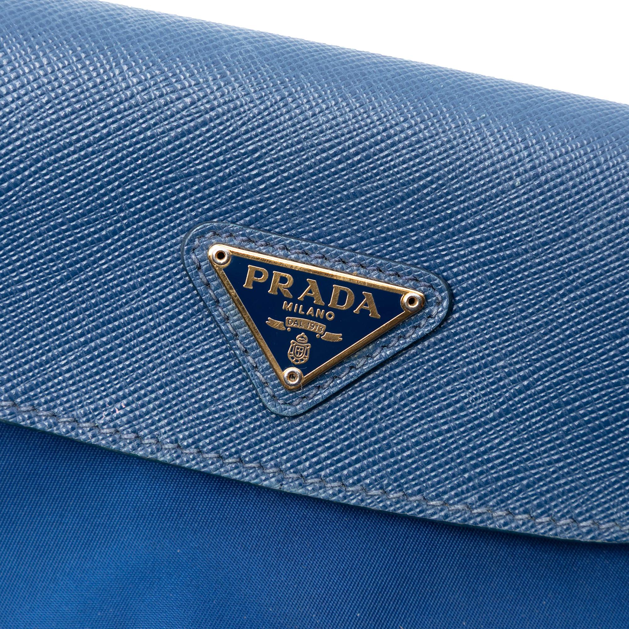 Prada Saffiano Trimmed Tessuto Chain Crossbody
