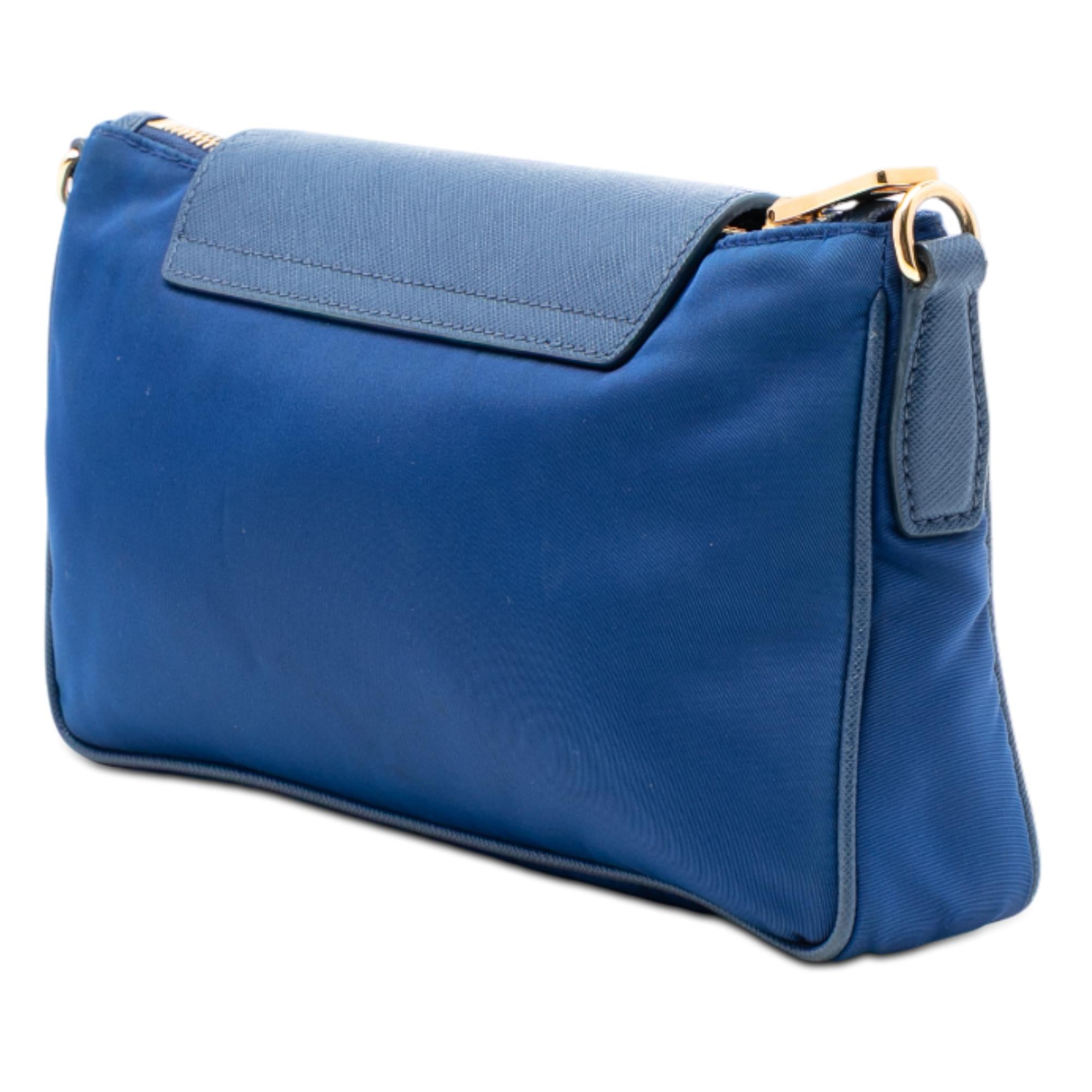 Prada Saffiano Trimmed Tessuto Chain Crossbody