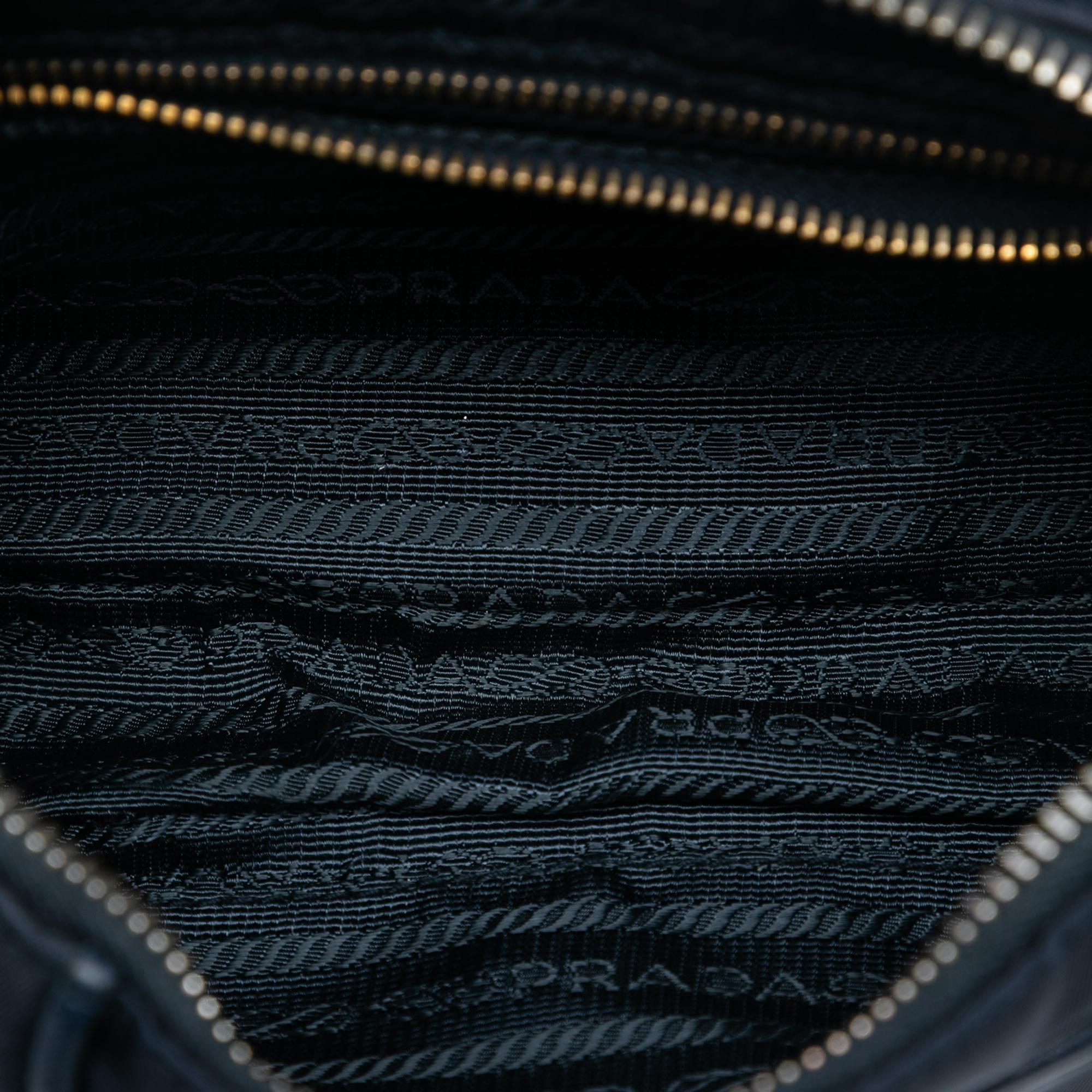 Prada Saffiano Trimmed Tessuto Chain Crossbody