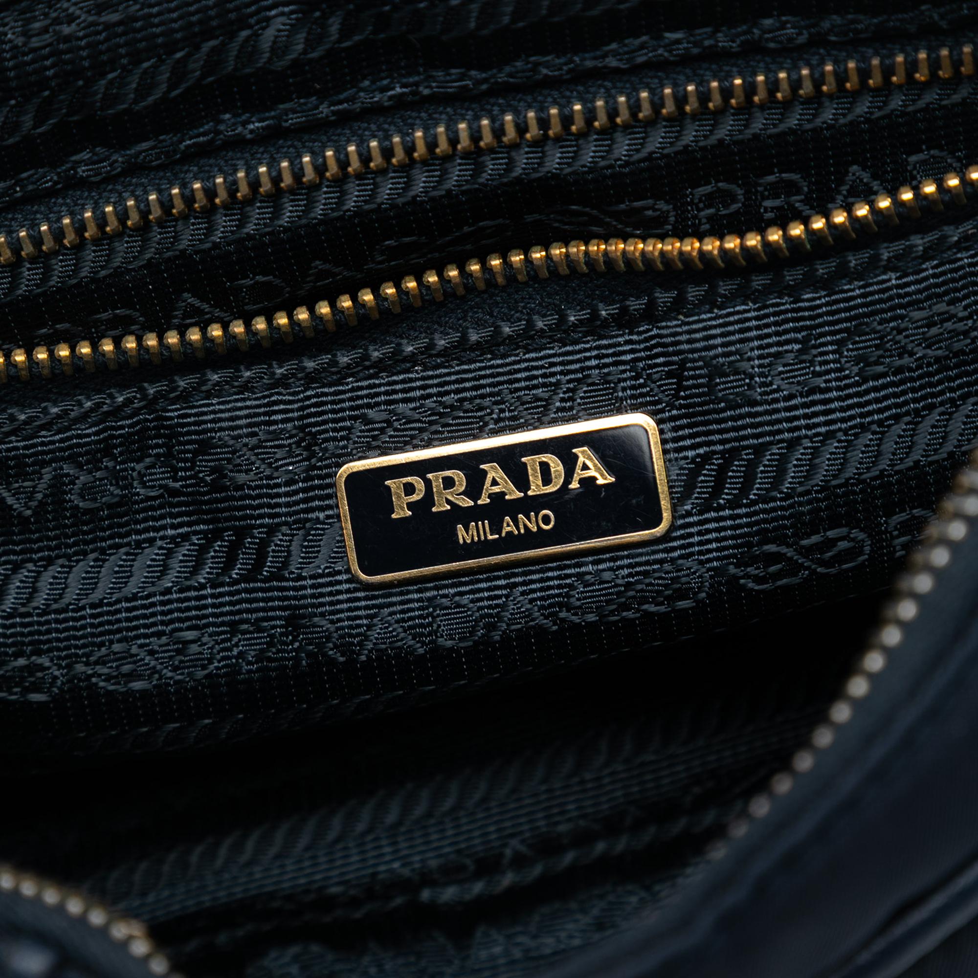Prada Saffiano Trimmed Tessuto Chain Crossbody