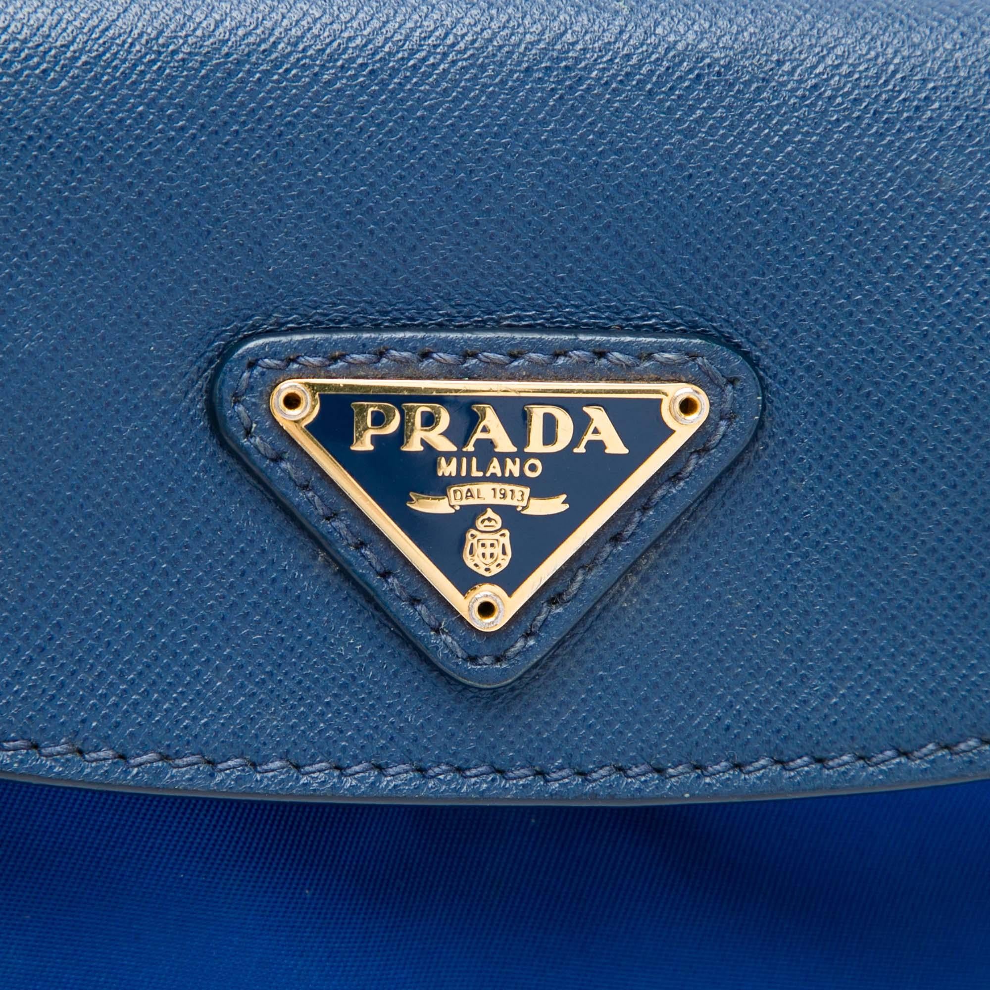 Prada Saffiano Trimmed Tessuto Chain Crossbody