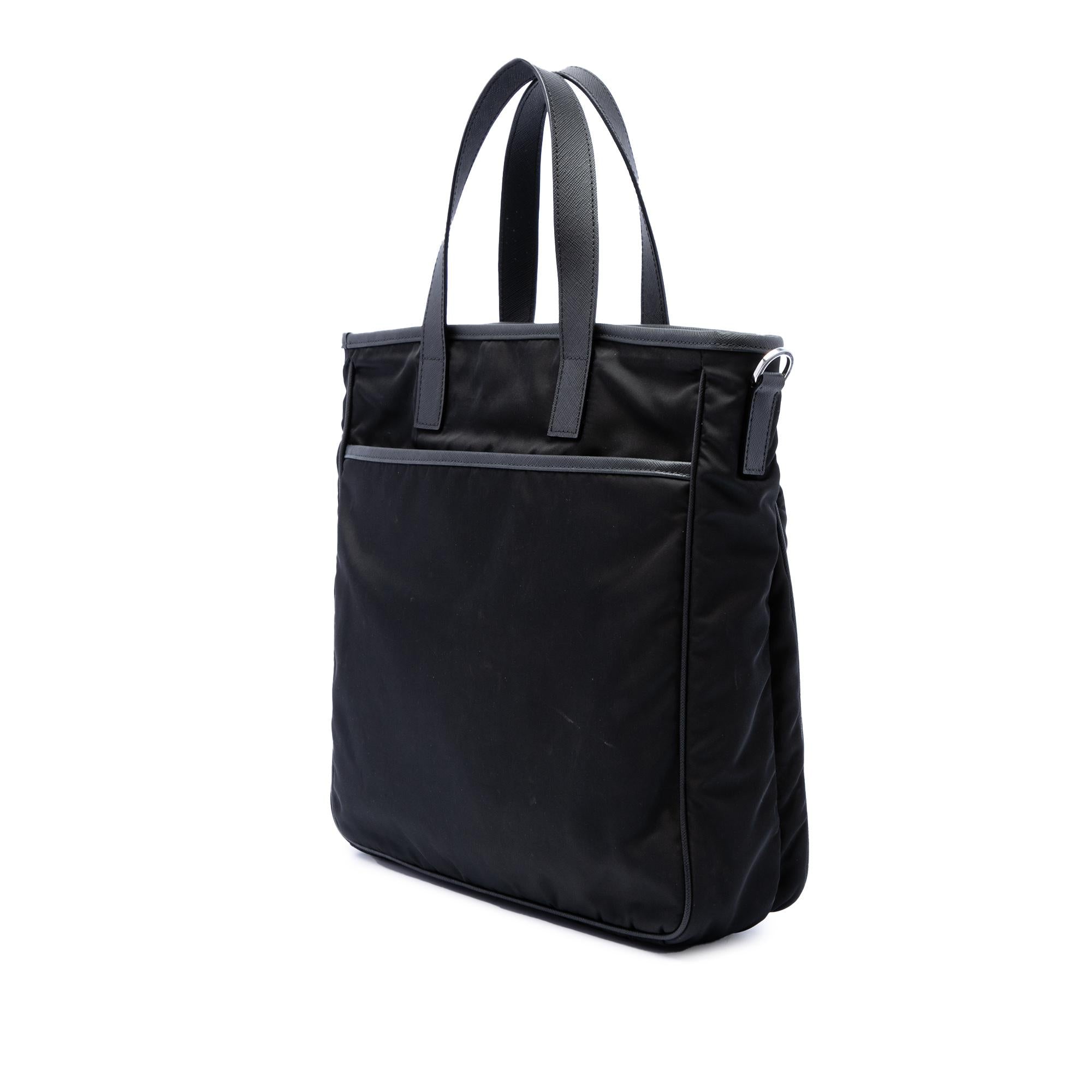 Prada Saffiano Trimmed Tessuto Convertible Tote