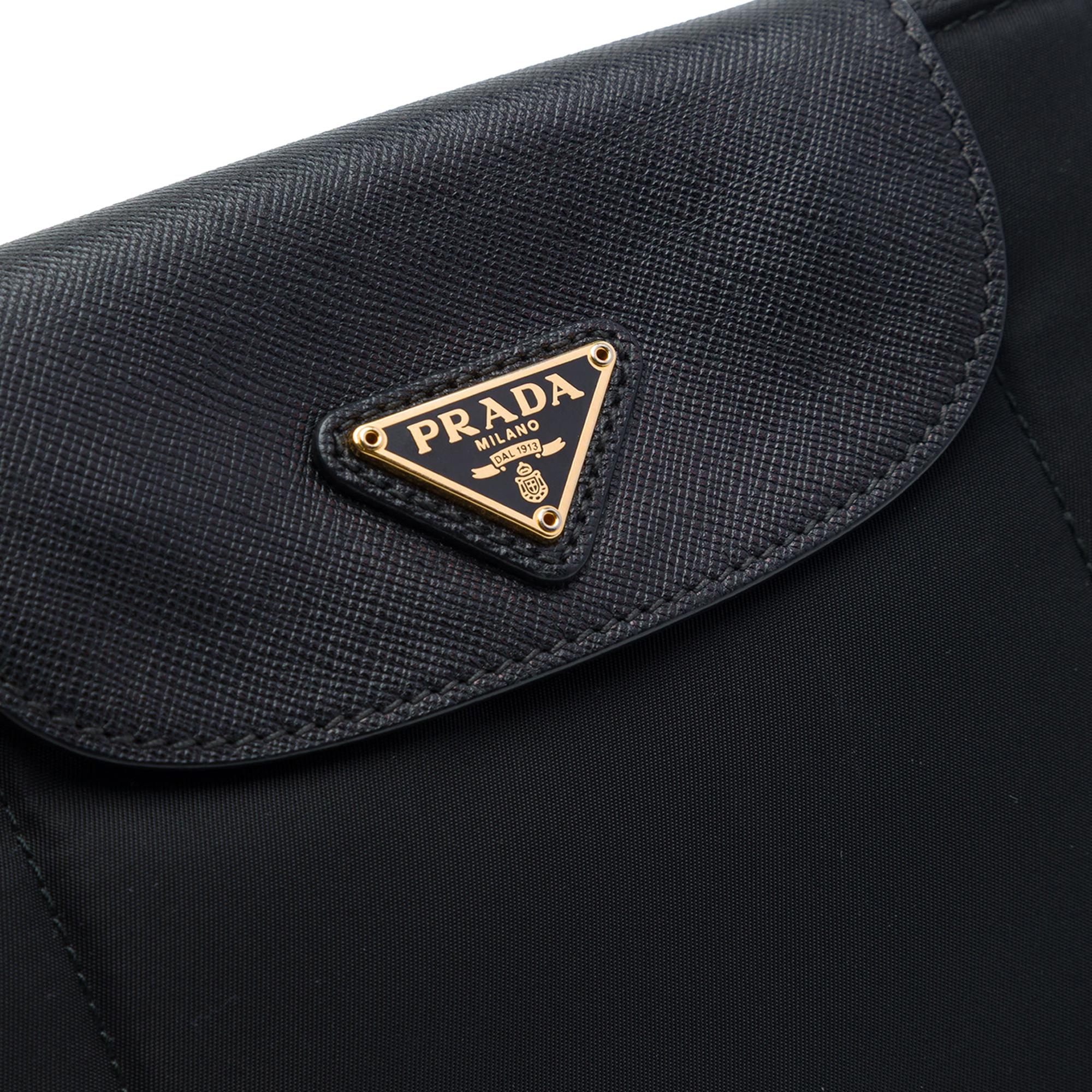 Prada Saffiano Trimmed Tessuto Crossbody