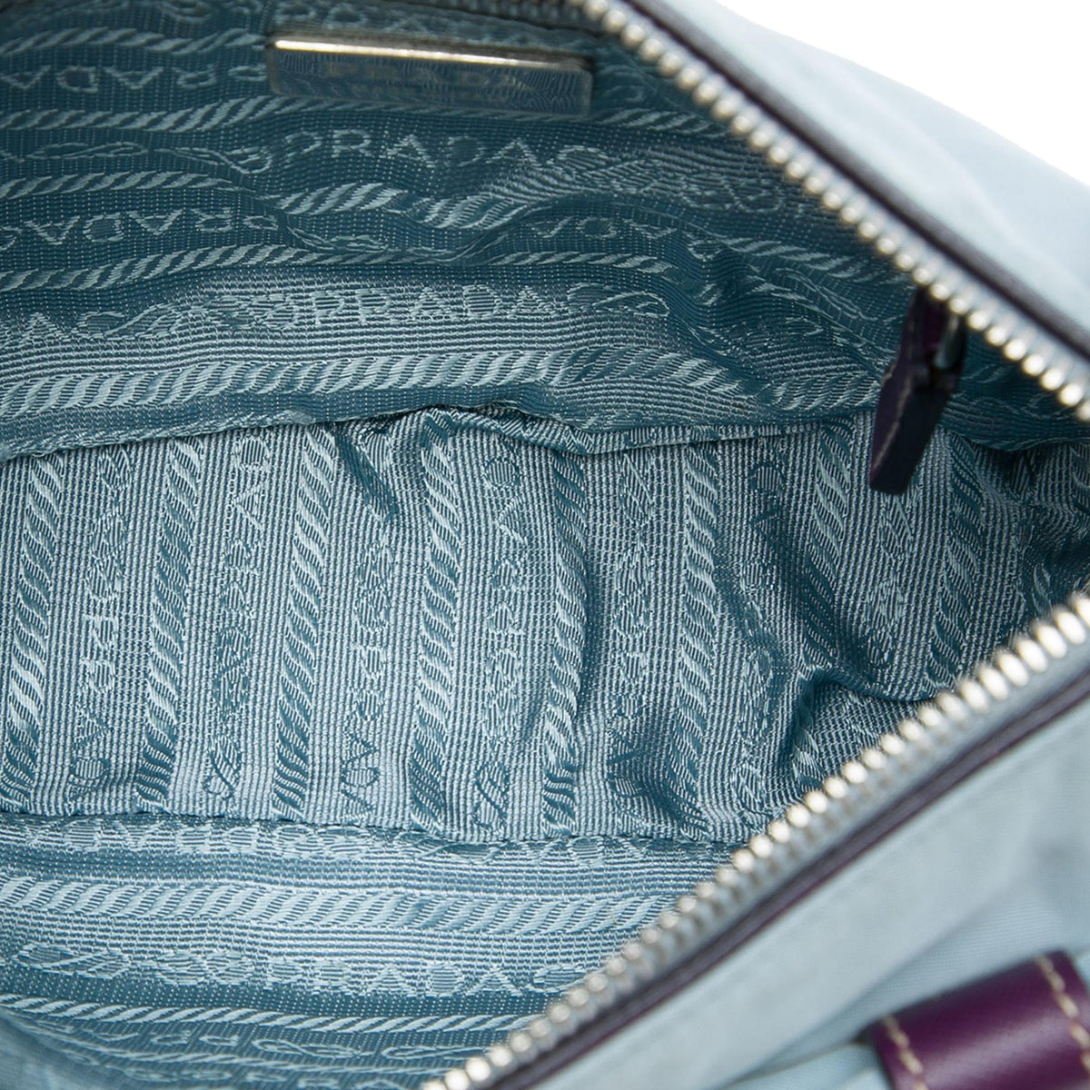 Prada Saffiano Trimmed Tessuto Front Pocket Zip Top Shoulder Bag