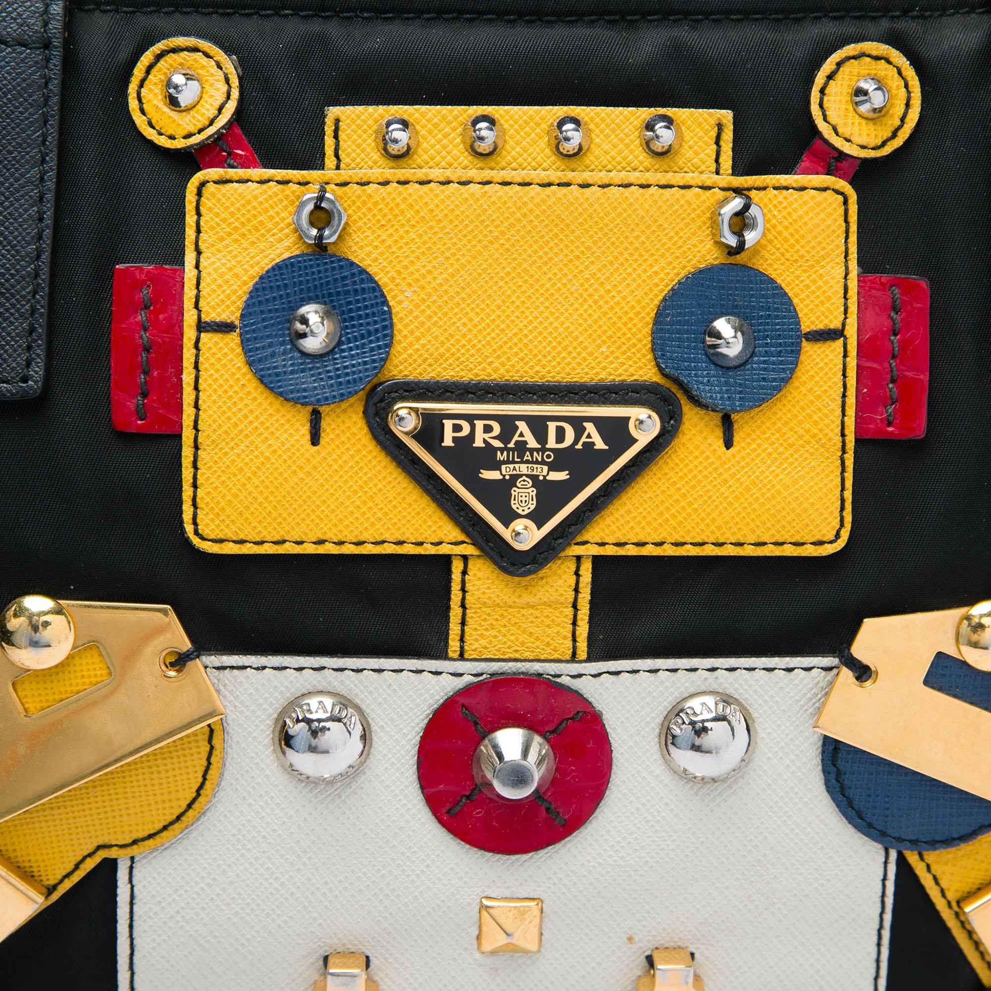 Prada Saffiano Trimmed Tessuto Robot Tote