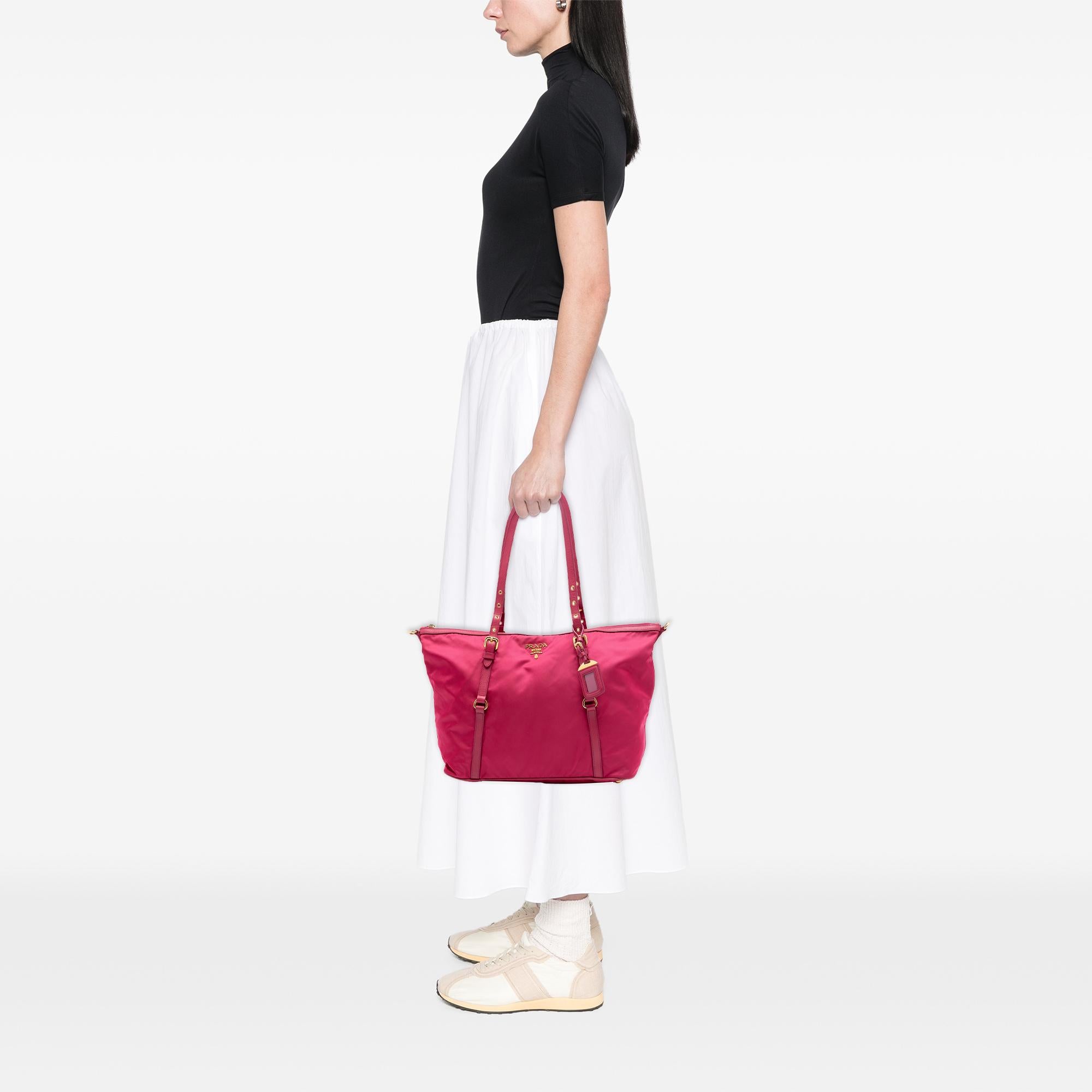Prada Saffiano Trimmed Tessuto Satchel