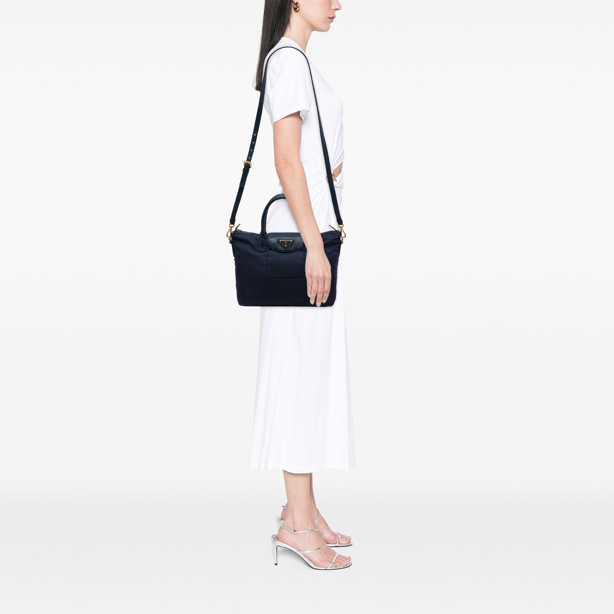 Prada Saffiano Trimmed Tessuto Satchel