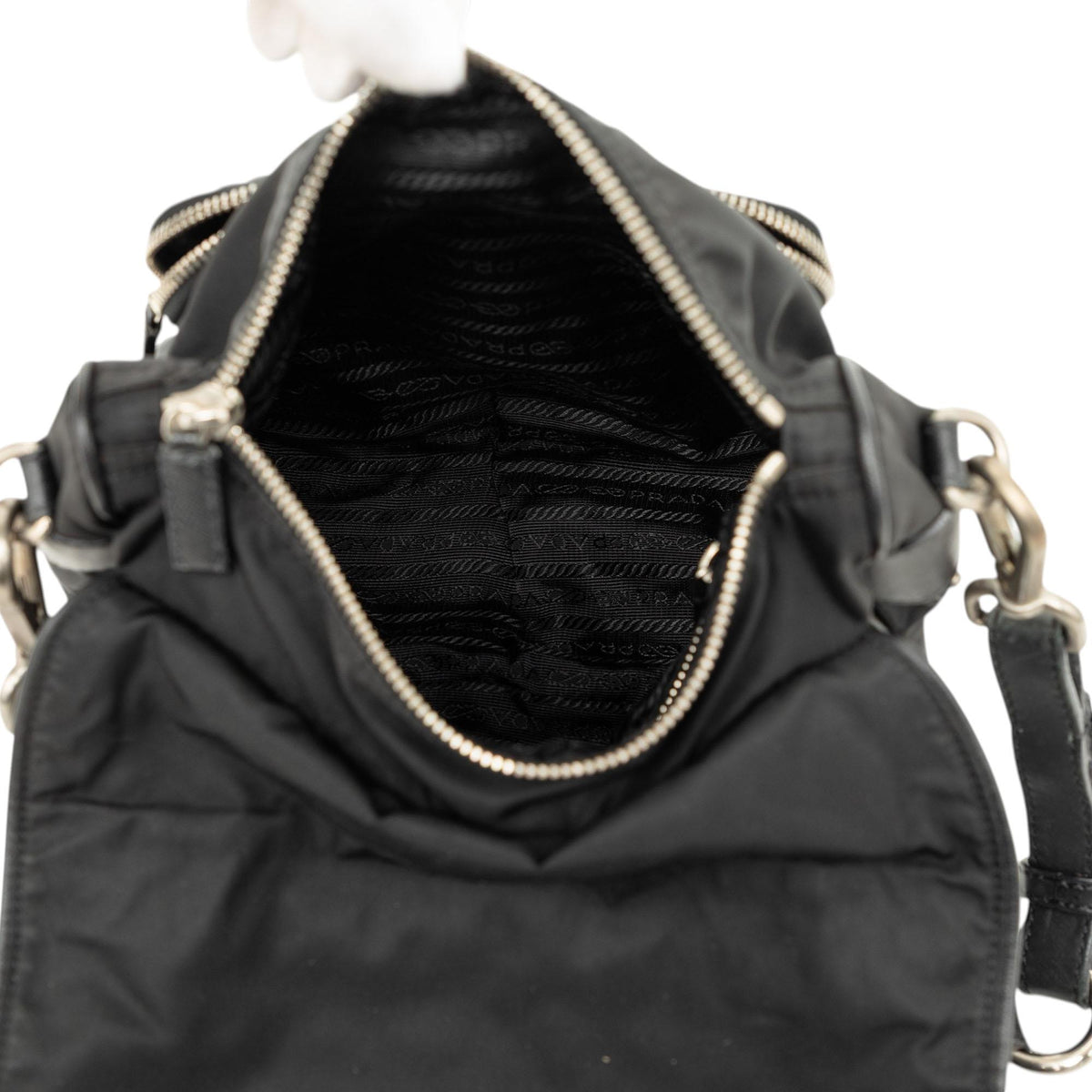 Prada Saffiano Trimmed Tessuto Shoulder Bag