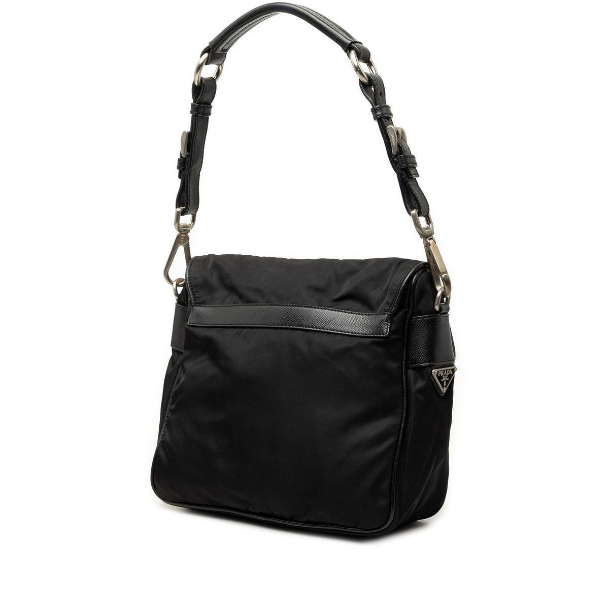 Prada Saffiano Trimmed Tessuto Shoulder Bag