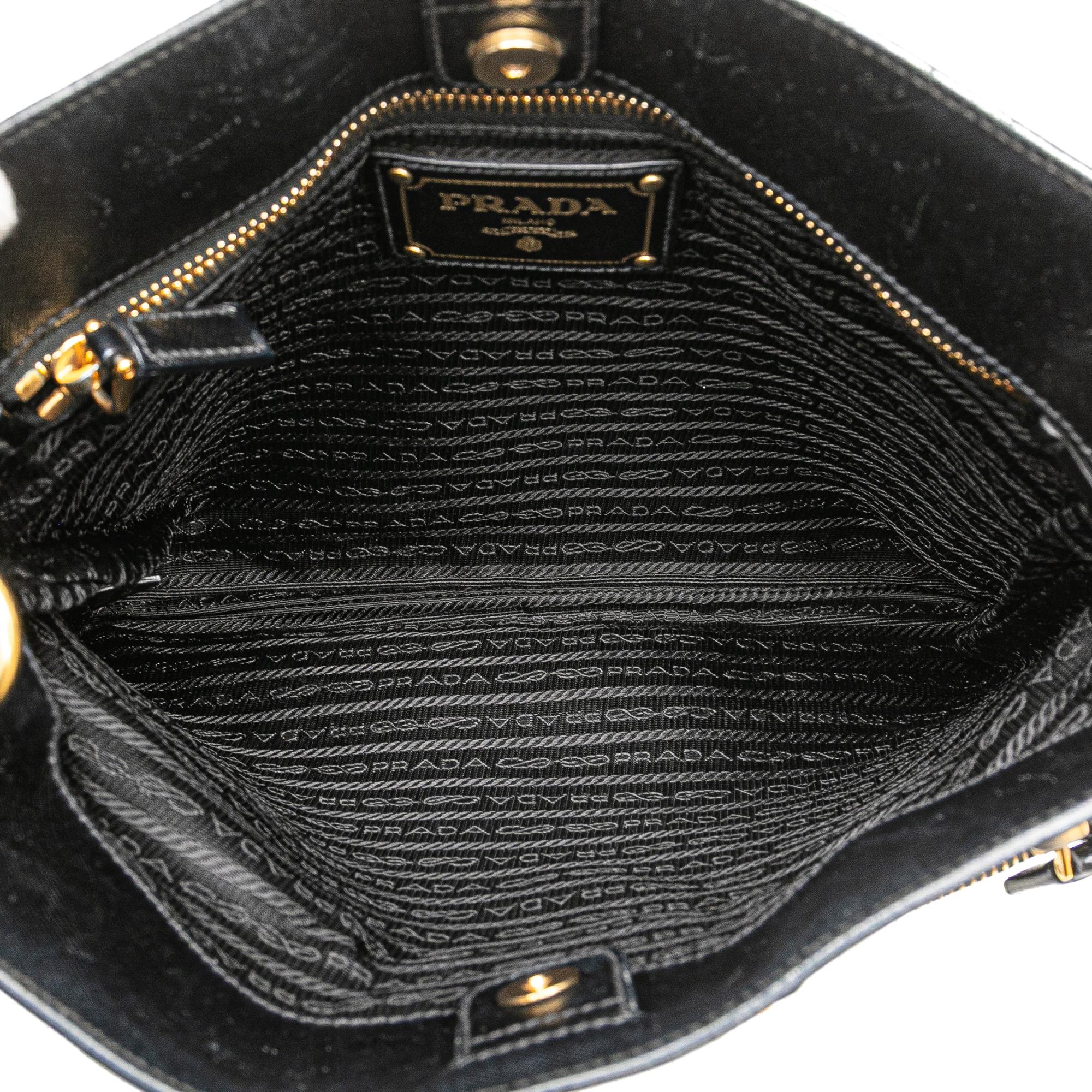 Prada Saffiano Trimmed Tessuto Snap Crossbody
