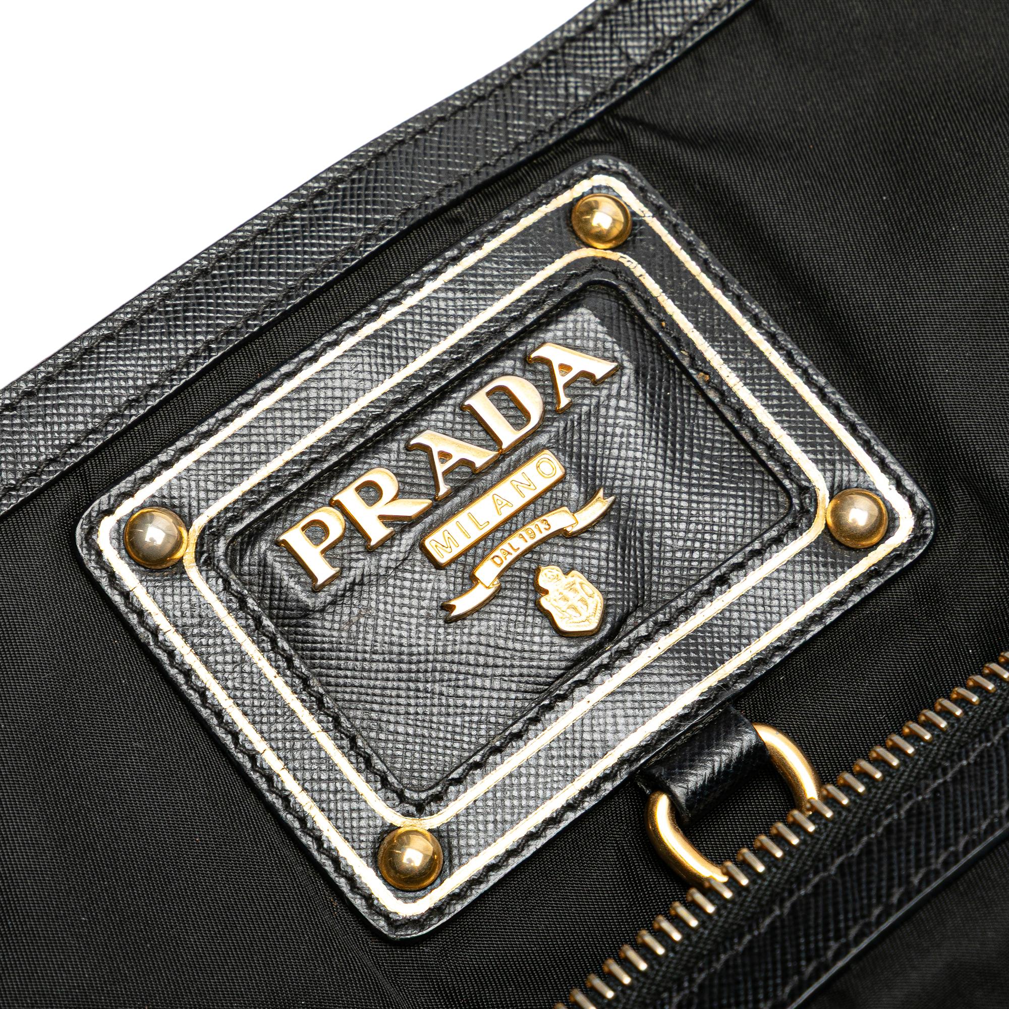 Prada Saffiano Trimmed Tessuto Snap Crossbody