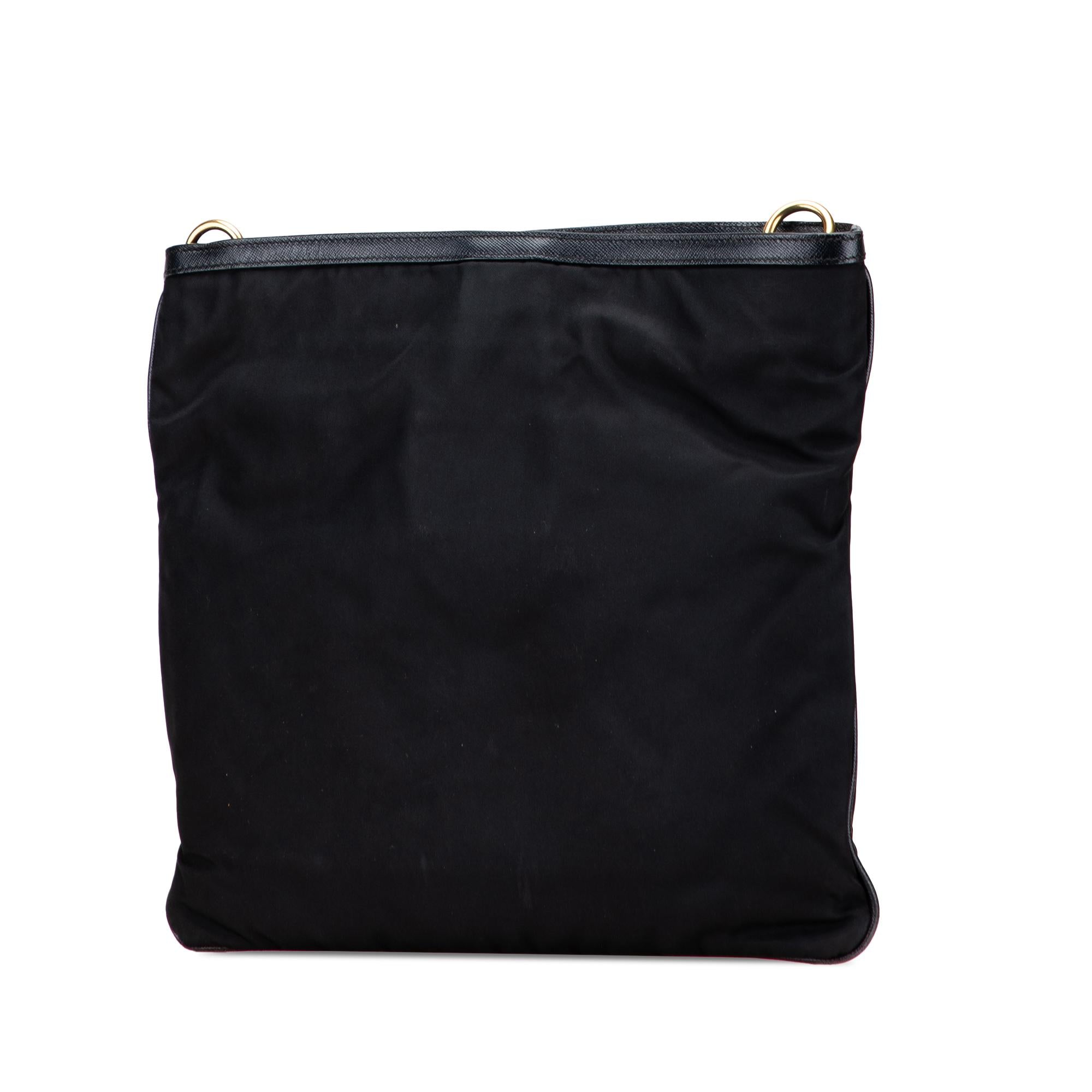Prada Saffiano Trimmed Tessuto Snap Crossbody