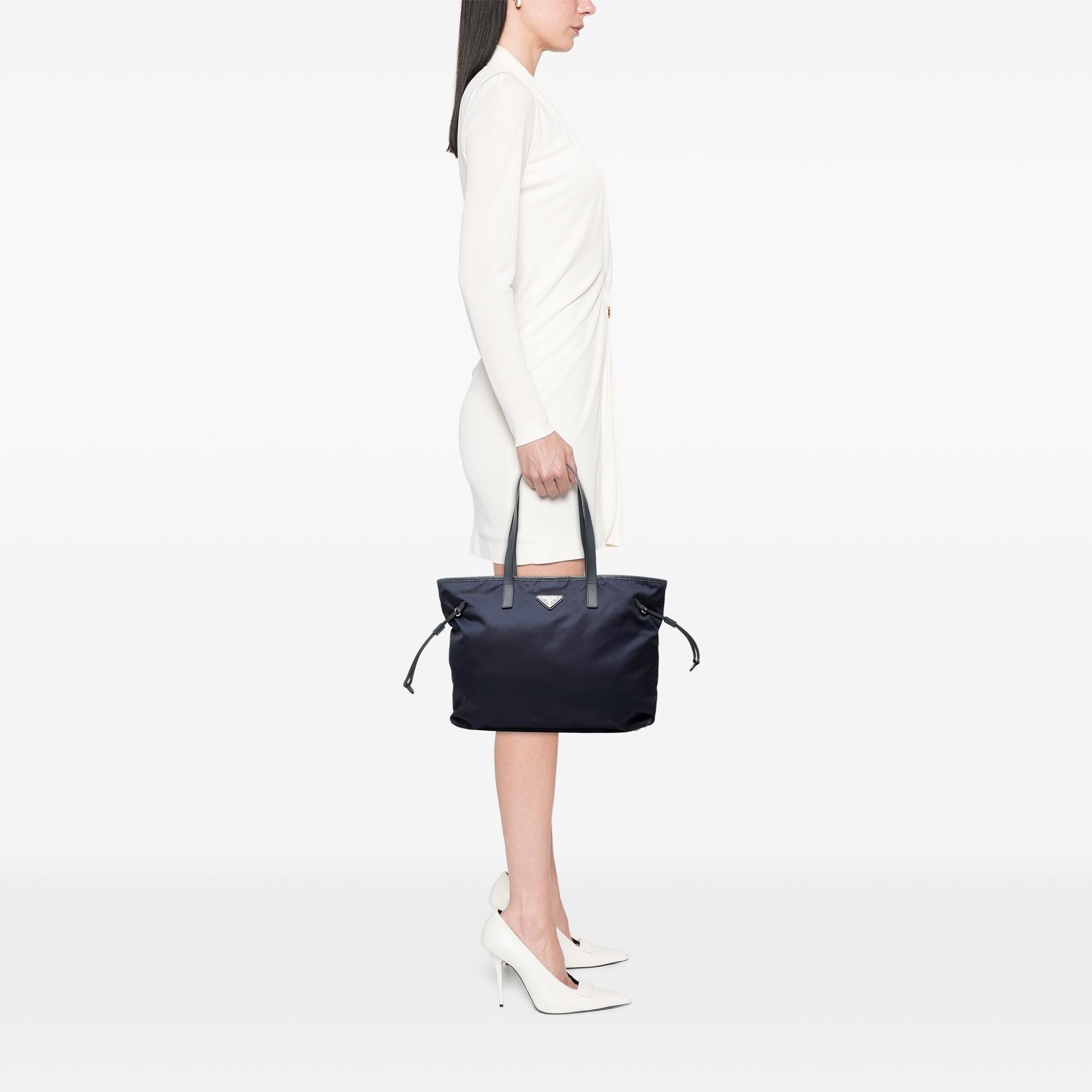 Prada Saffiano Trimmed Tessuto Tote