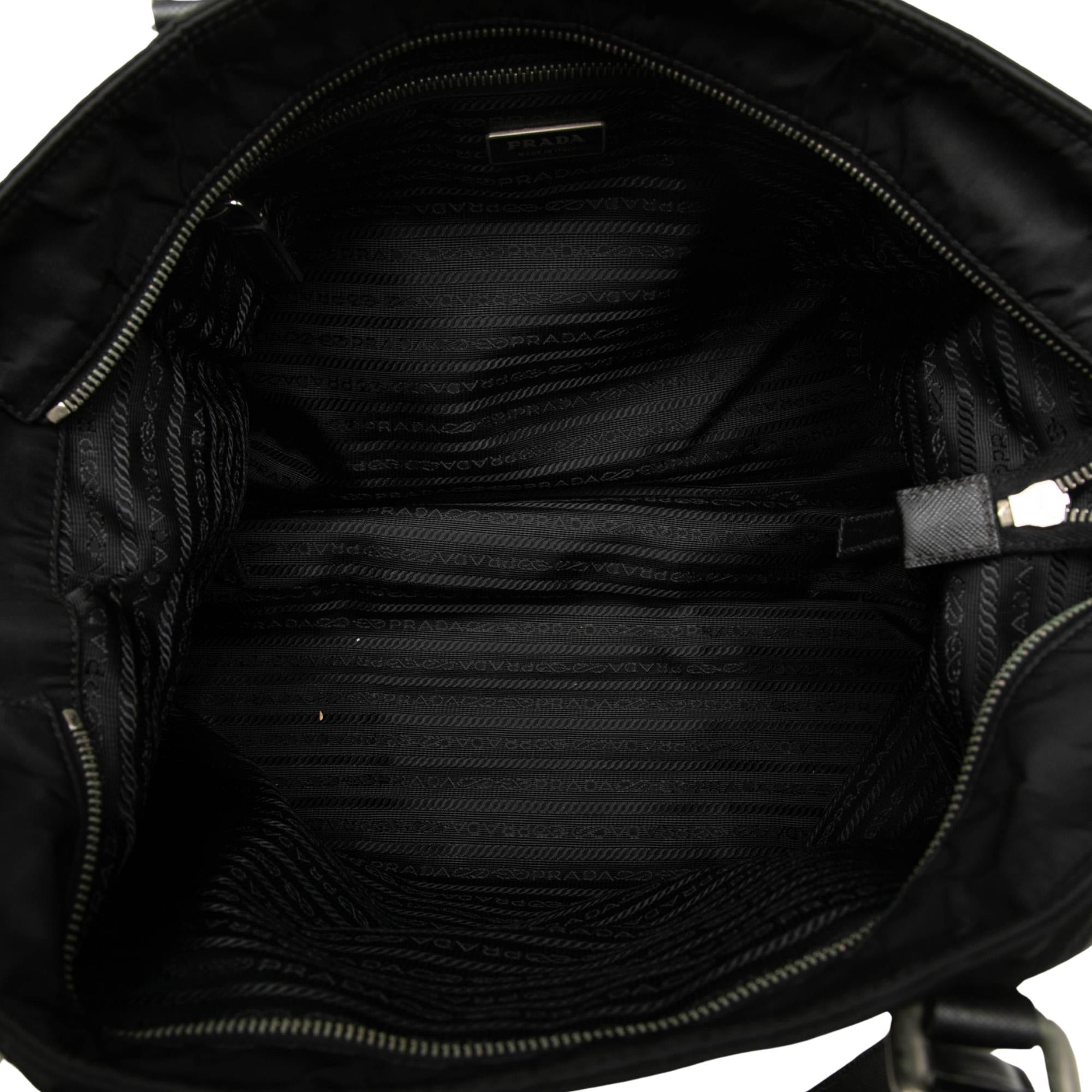Prada Saffiano Trimmed Tessuto Tote