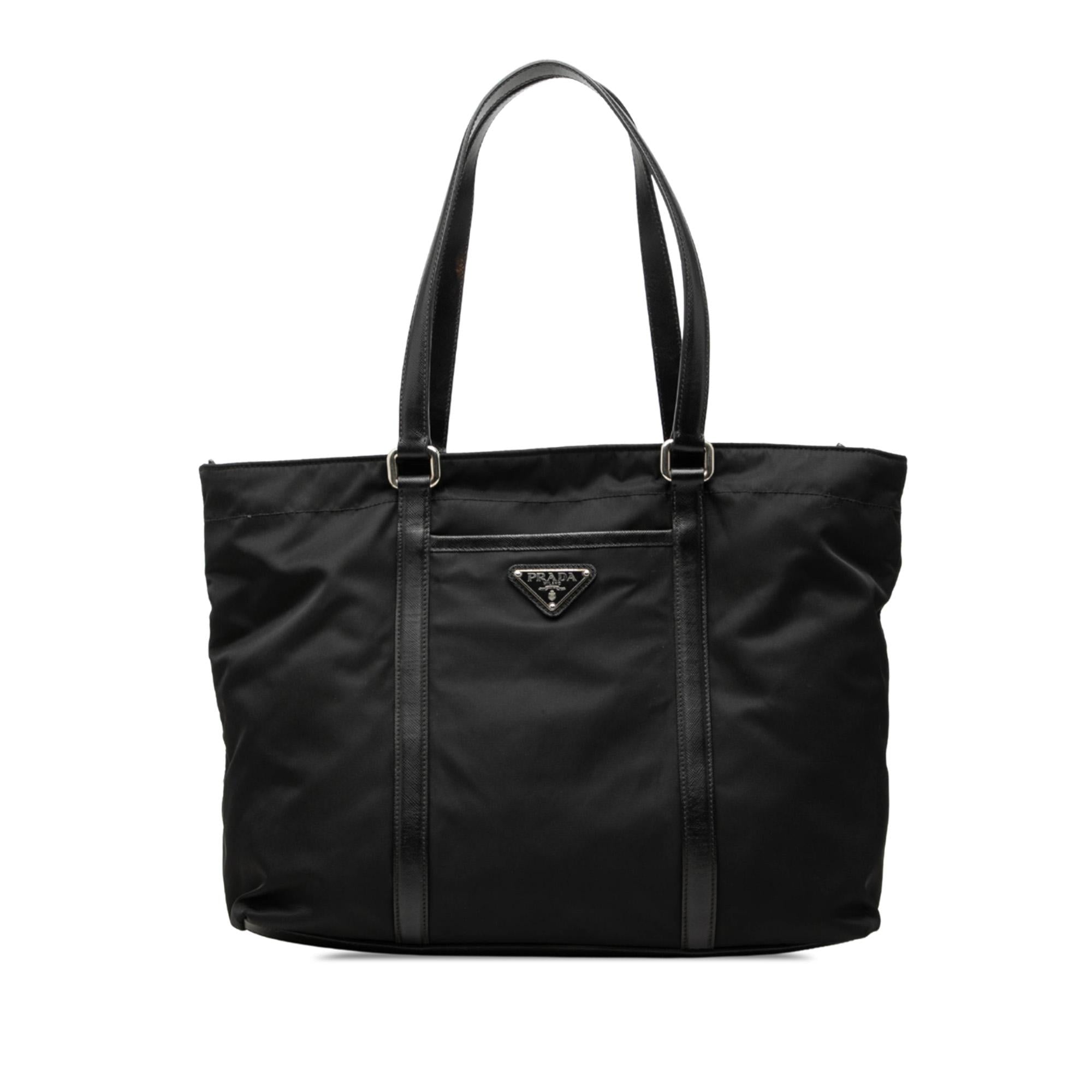 Prada Saffiano Trimmed Tessuto Tote