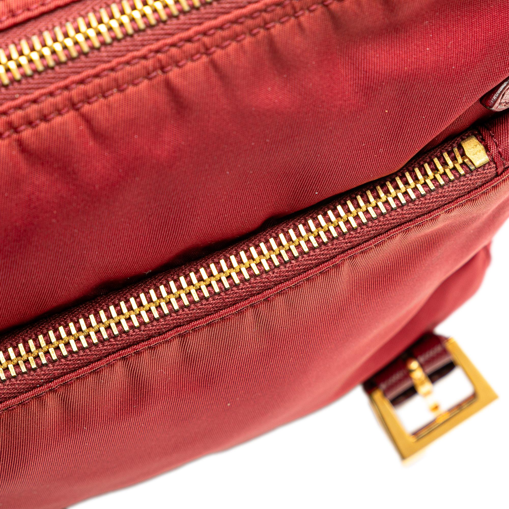 Prada Saffiano Trimmed Tessuto Zip Double Buckle Messenger Bag
