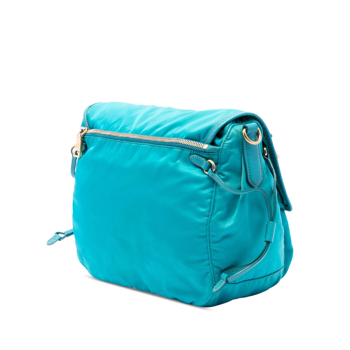 Prada Saffiano Trimmed Tessuto Zip Double Buckle Messenger Bag