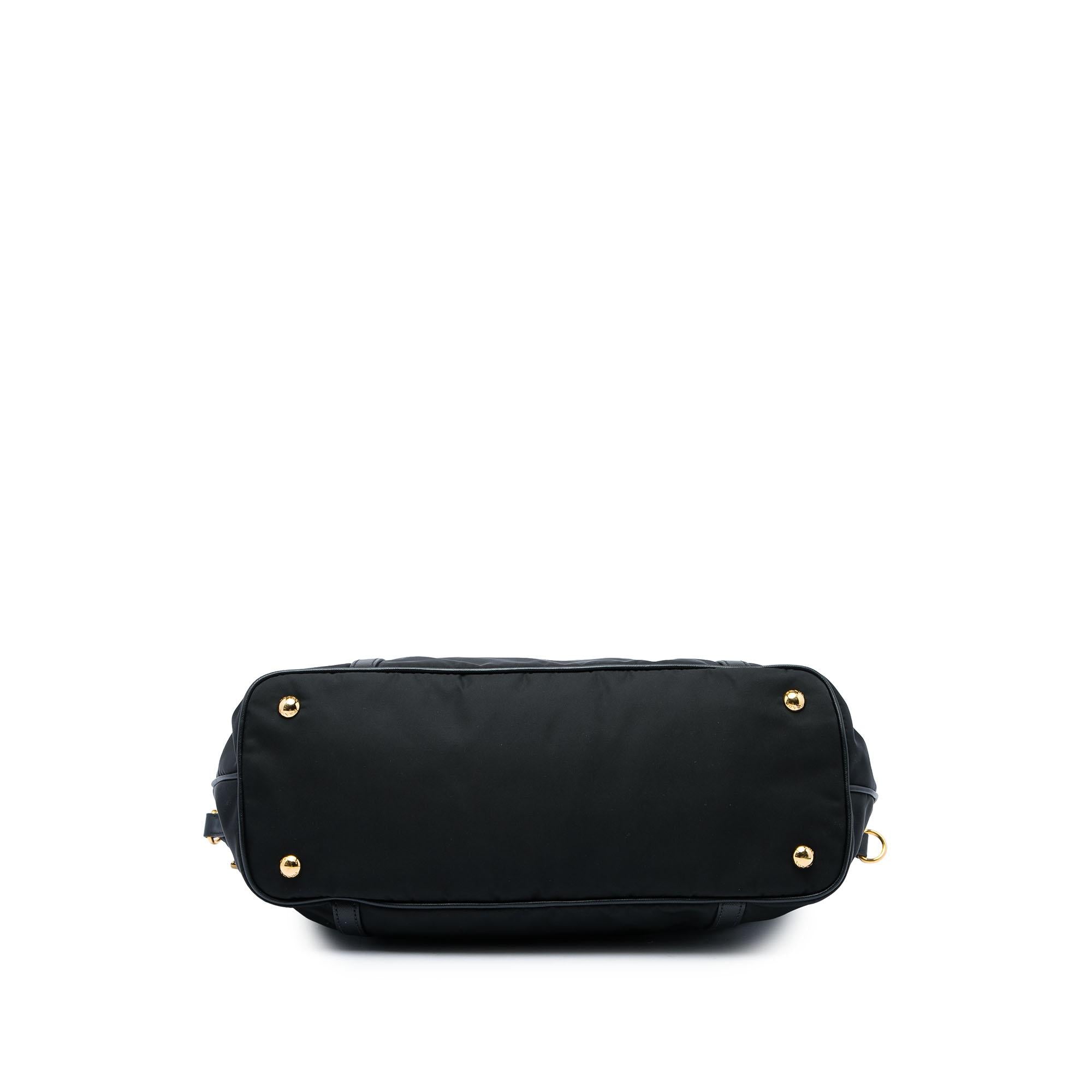Prada Saffiano Trimmed Tessuto Zip Top Convertible Tote