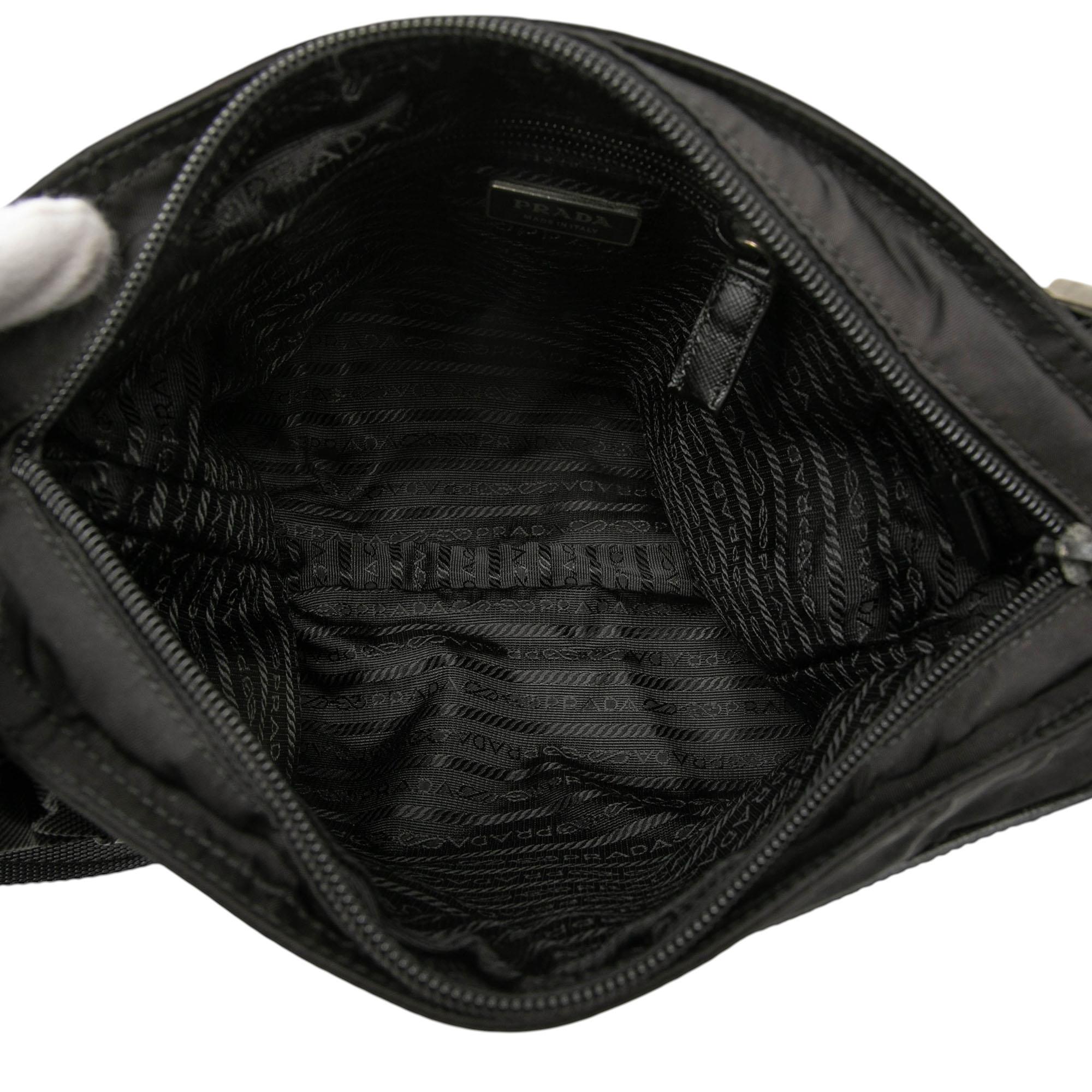 Prada Saffiano Trimmed Tessuto Zip Top Crossbody