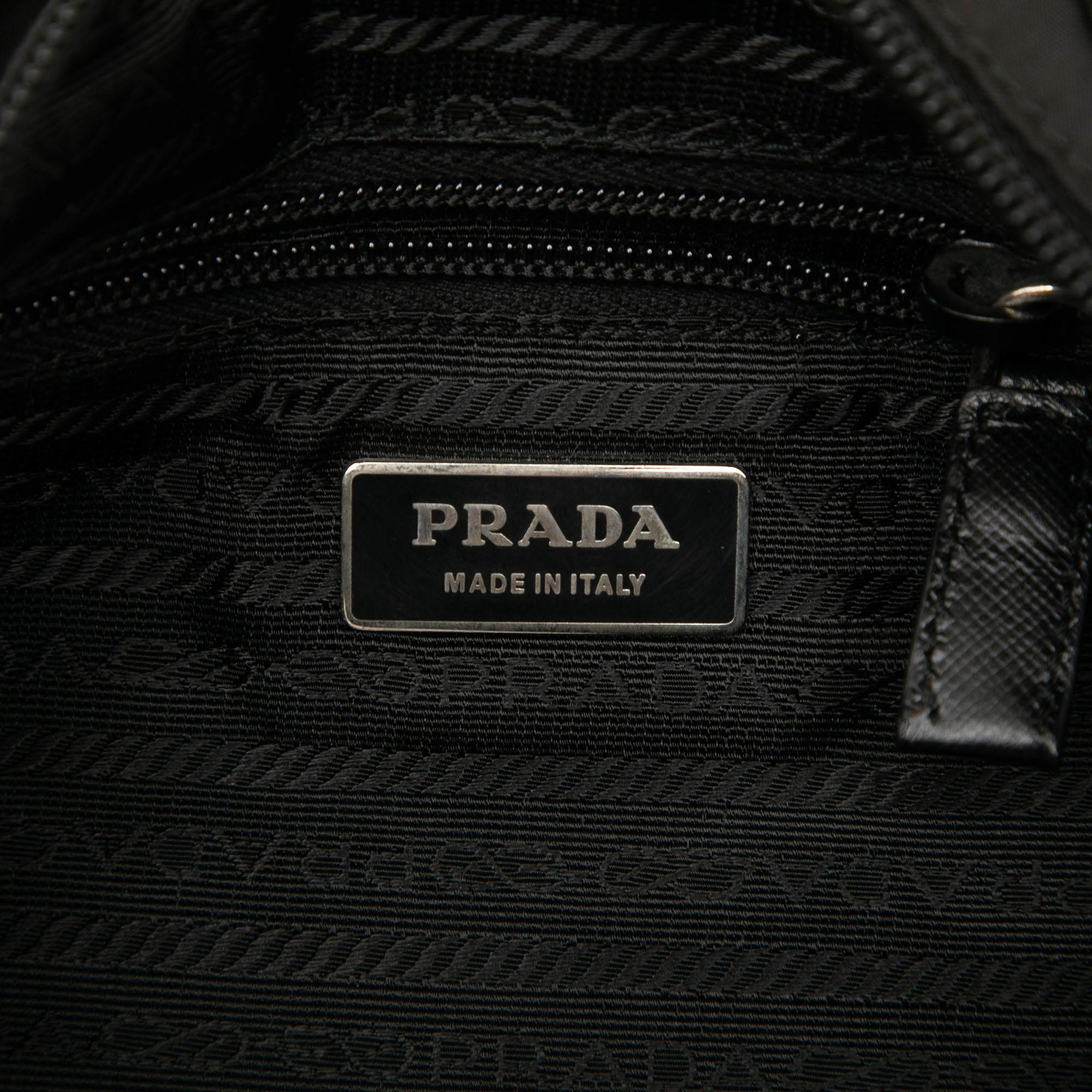 Prada Saffiano Trimmed Tessuto Zip Top Crossbody