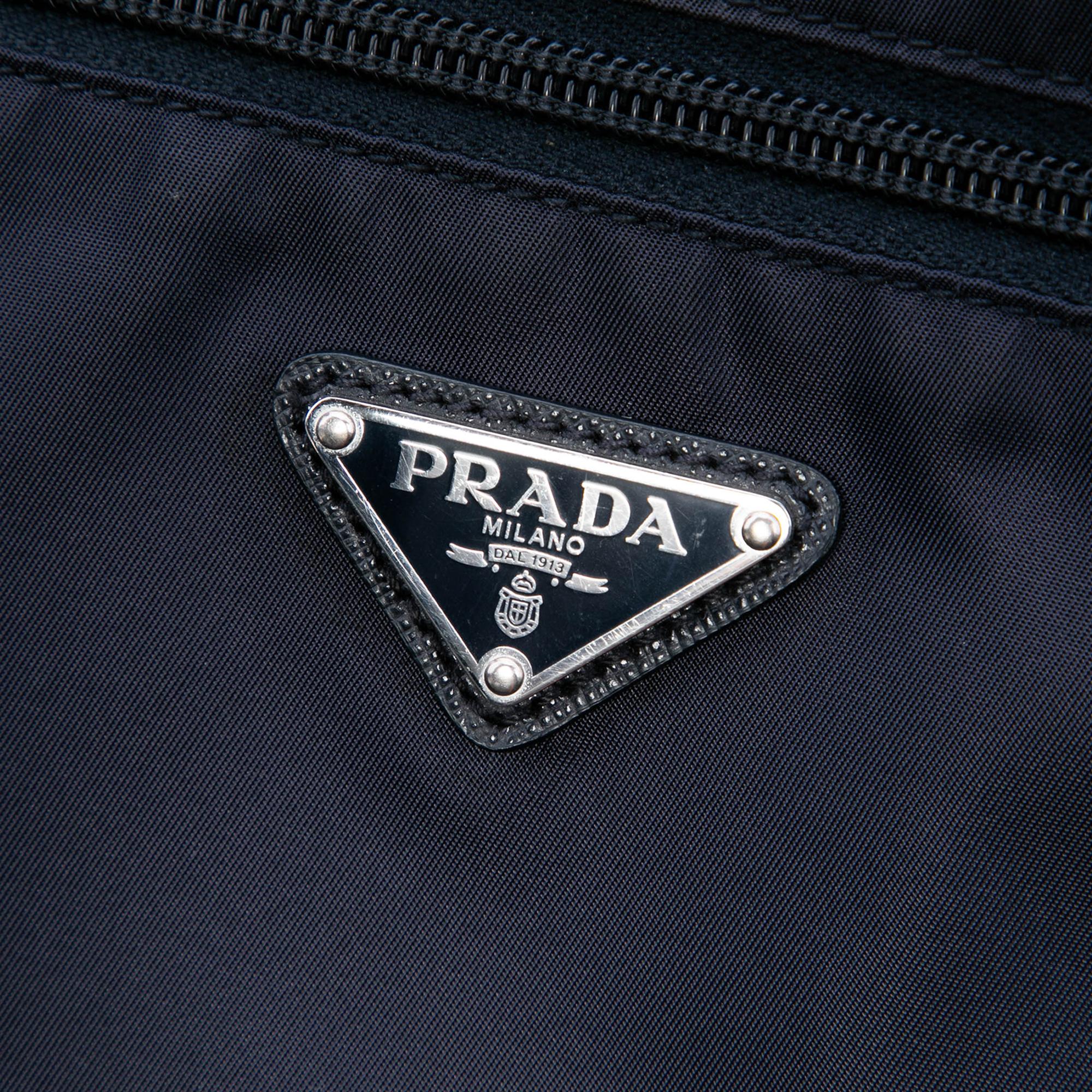 Prada Saffiano Trimmed Tessuto Zip Top Crossbody
