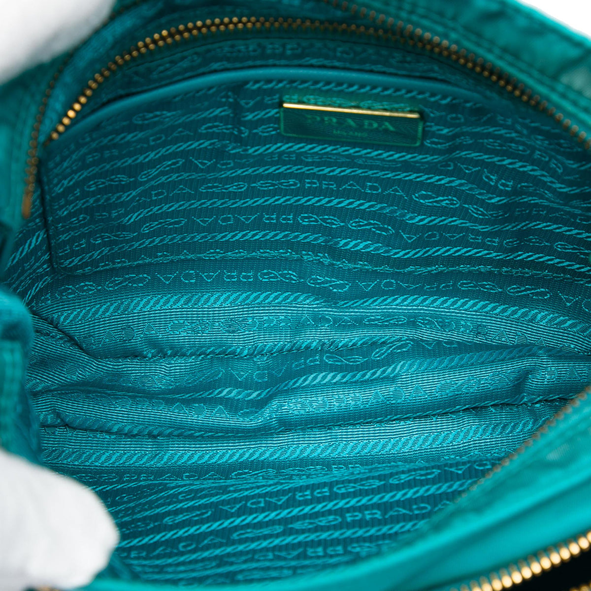 Prada Saffiano Trimmed Tessuto Zip Top Crossbody